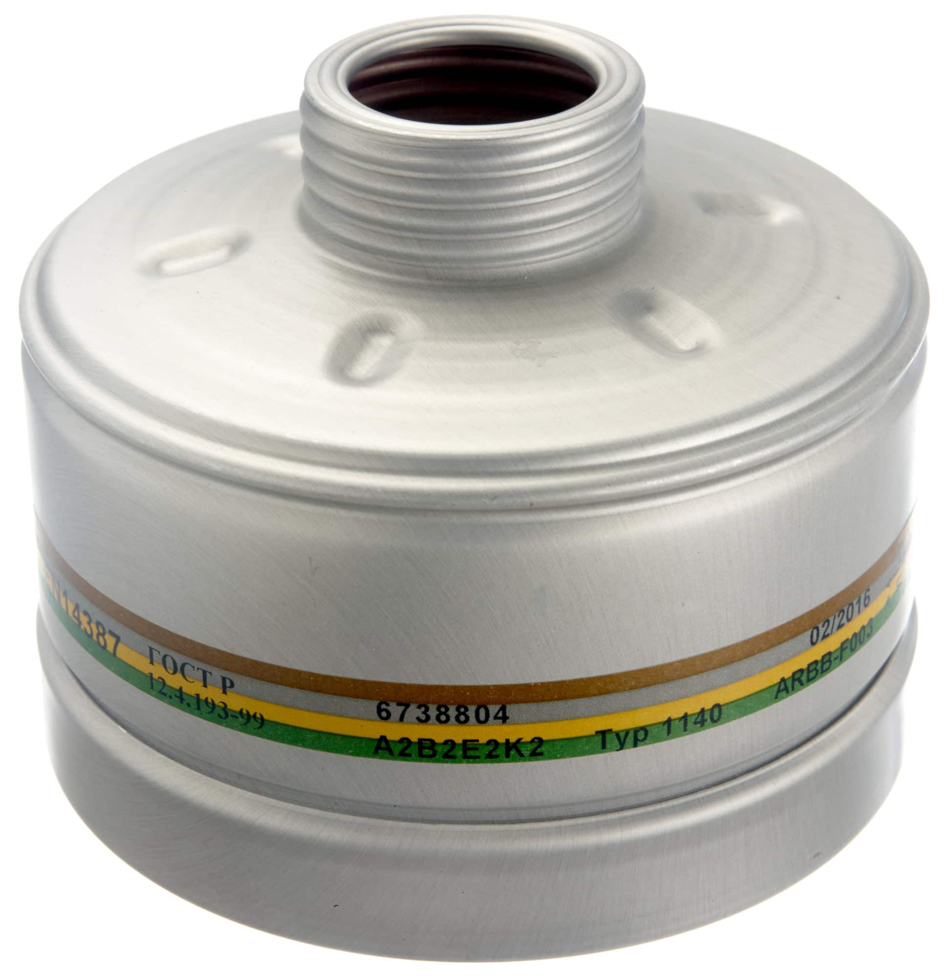 Dräger® X-plore® RD40 Gasfilter 1140, 6738804, A2B2E2K2 R, 40 mm Rundfilteranschluss [NATO Standard], Gasfilter gegen organische-, anorganische-, saure Gase & Dämpfe + Ammoniak, org. Ammoniakderivate