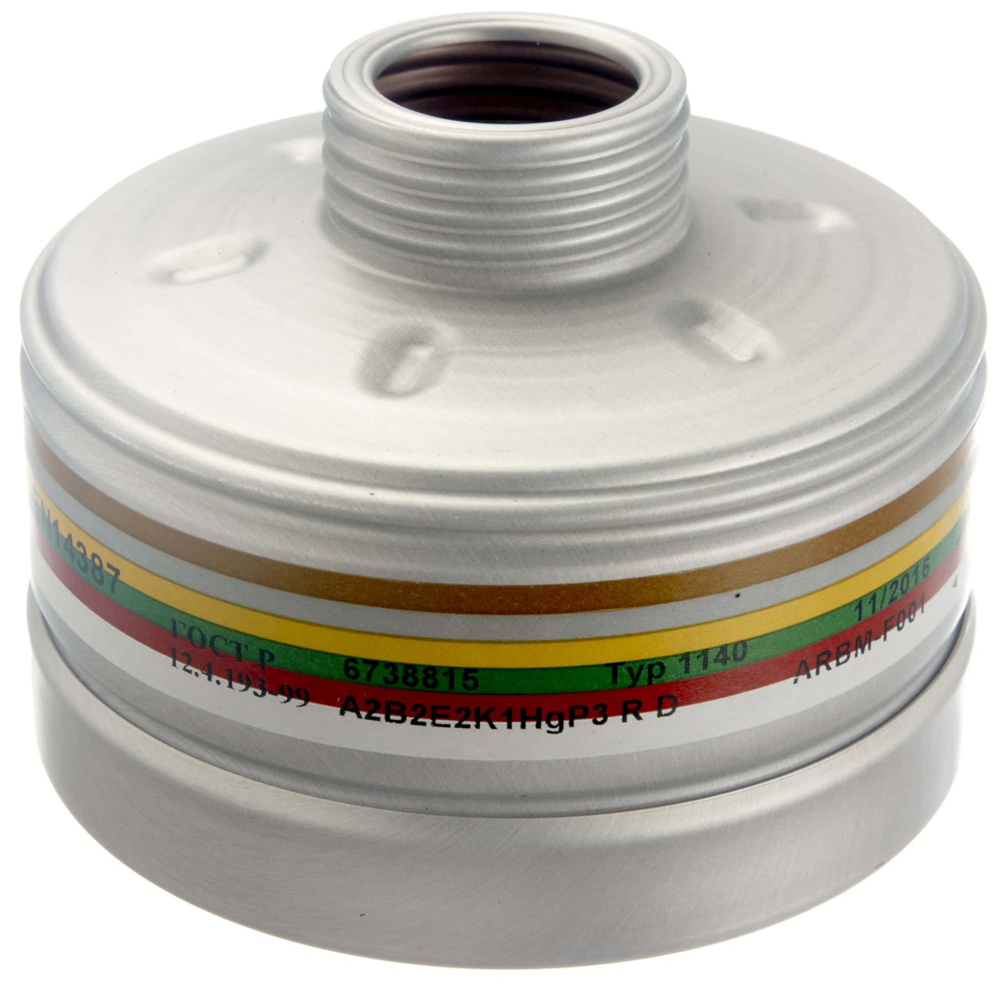 Dräger® X-plore® RD40 Kombi Filter 1140, 6738815, A2B2E2K1 Hg P3 R D, 40 mm Rundfilteranschluss [NATO Standard], Kombinationsfilter gegen gegen organische-, anorganische-, saure Gase & Dämpfe + Ammoniak, org. Ammoniakderivate, Quecksilber + Partikel