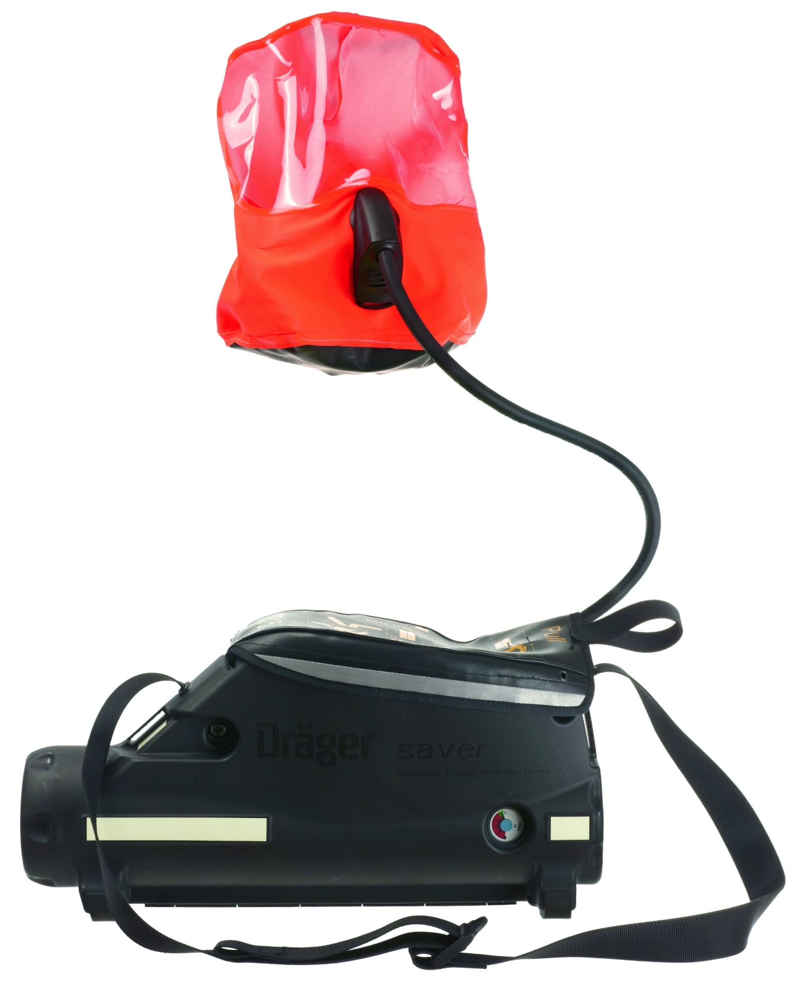 Dräger® Saver CF15 Druckluft Fluchtgerät 3359740, Haube, 15 Minuten Betriebszeit, 3 Liter (Stahl, 200 bar), Anti Statischer (ESD) & wasserdichter Hartschalen Koffer in Schwarz, Für die Flucht aus Gefahrenbereichen