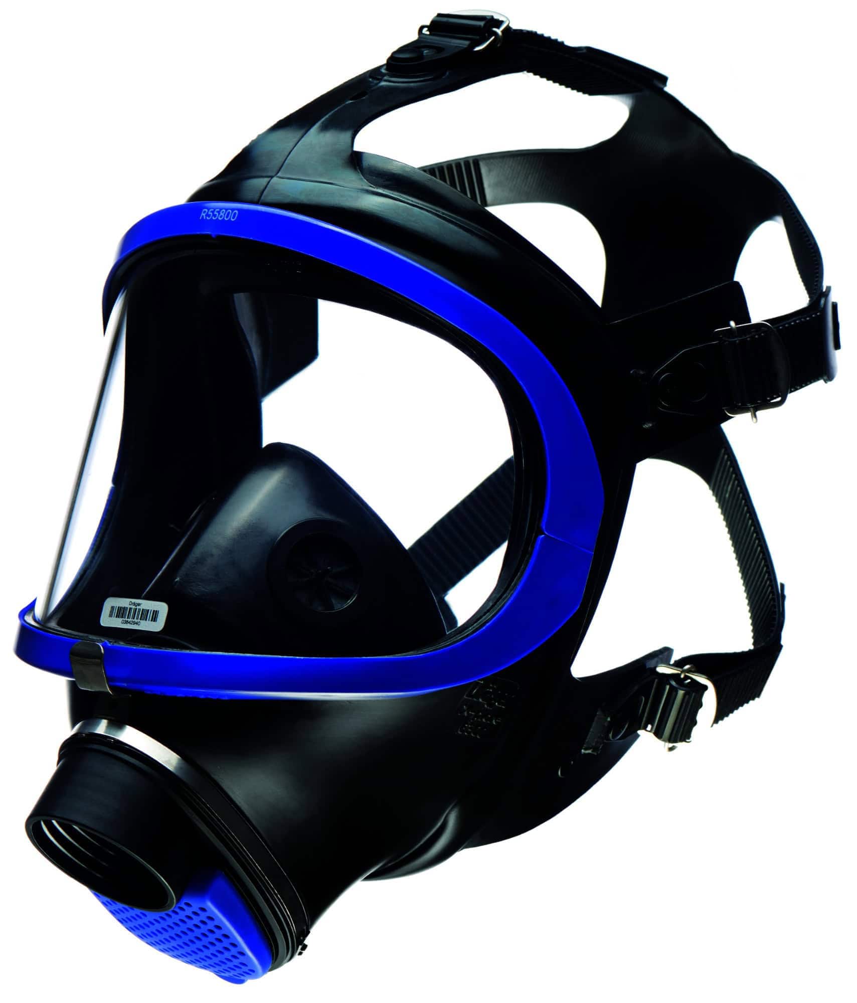 Dräger® X-plore® 6300 Gasmaske / Vollmaske R55800, Universalgröße, Kratz- & UV beständige PMMA Sichtscheibe, EPDM Maskenkörper, Blauer Kunststoffrahmen, RD40 Filteranschluss [NATO Standard], Für Industrieeinsatz