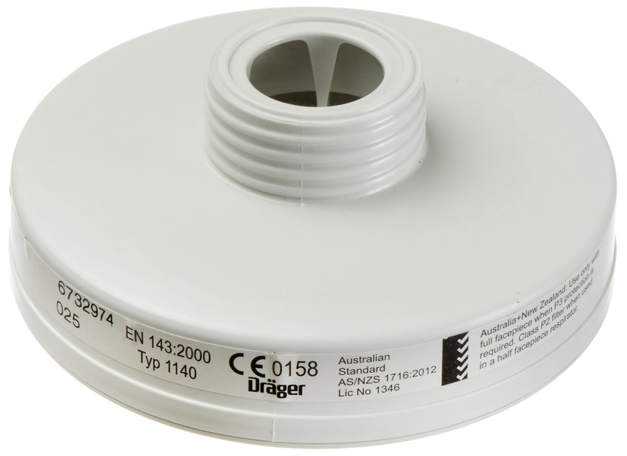 Dräger® X-plore® RD40 Partikelfilter 1140, 6738932, P3 R, Veraschbar, 40 mm Rundfilteranschluss [NATO Standard], Partikelfilter gegen feste & flüssige Partikel