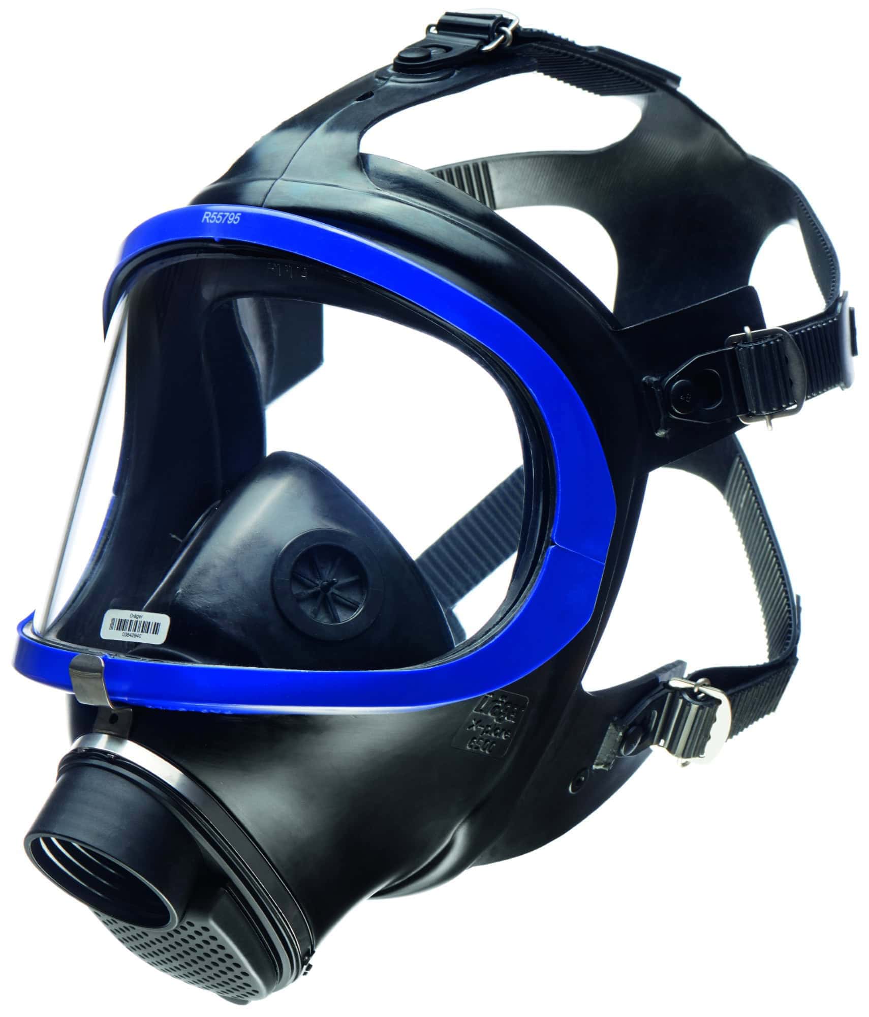 Dräger® X-plore® 6530 Gasmaske / Vollmaske R55795, Universalgröße, Schlagfeste Polycarbonat Sichtscheibe, EPDM Maskenkörper, Blauer Kunststoffrahmen, RD40 Filteranschluss [NATO Standard], Für Industrieeinsatz