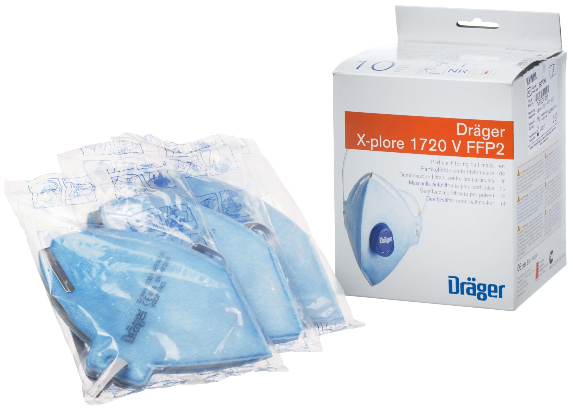 Dräger® X-plore® 1720+V FFP2 NR D 3951084, Hygienisch einzelverpackt, Wirksamer Schutz gegen Feinstäube und Partikel bei hohem Tragekomfort