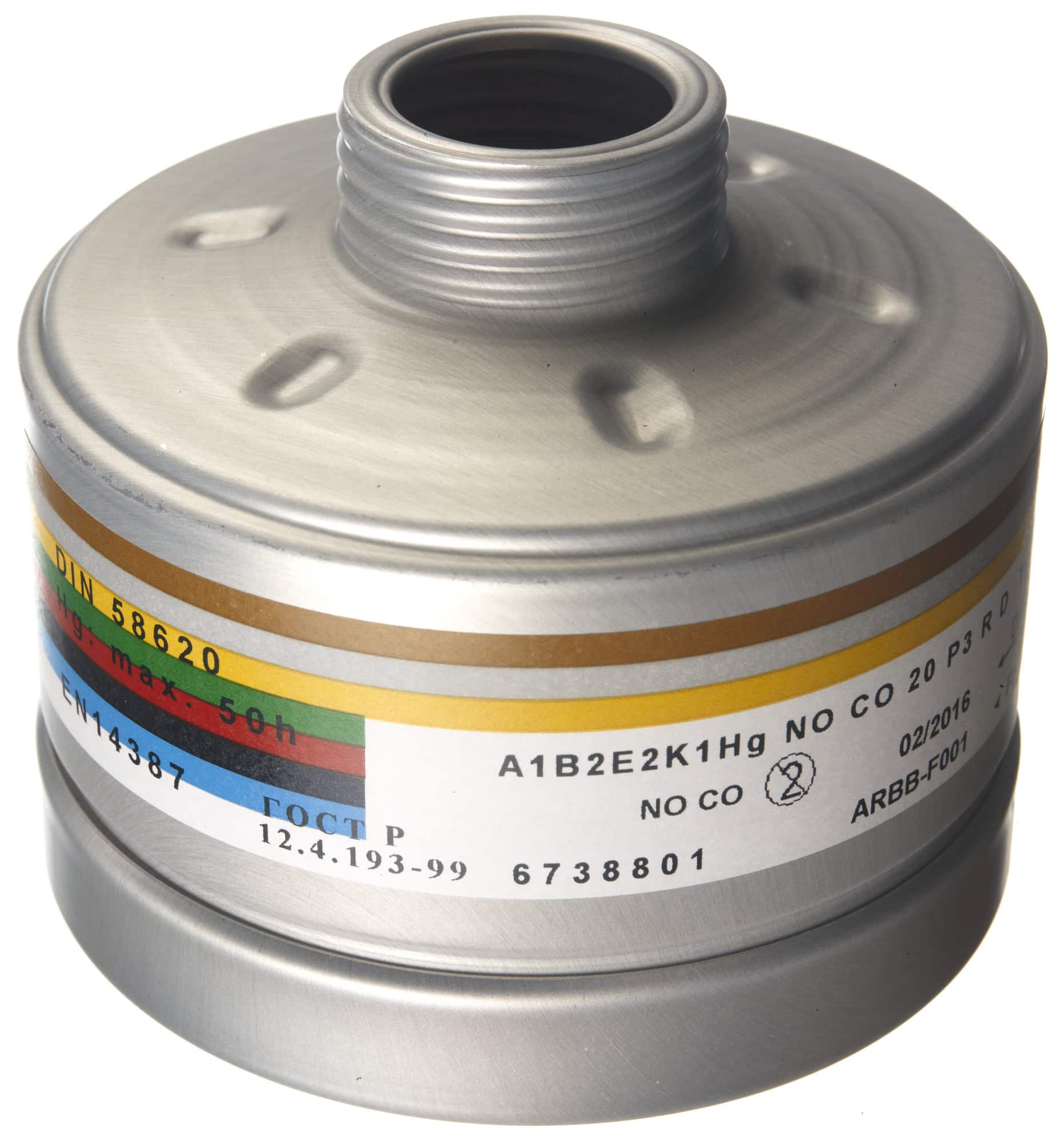 Dräger® X-plore® RD40 Kombi Filter 1140, 6738801, A2B2E2K1 Hg NO CO 20 P3 NR D, 40 mm Rundfilteranschluss [NATO Standard], Kombinationsfilter gegen organische-, anorganische-, saure Gase & Dämpfe + Ammoniak, org. Ammoniakderivate, Hg, NO, CO20 + Partikel