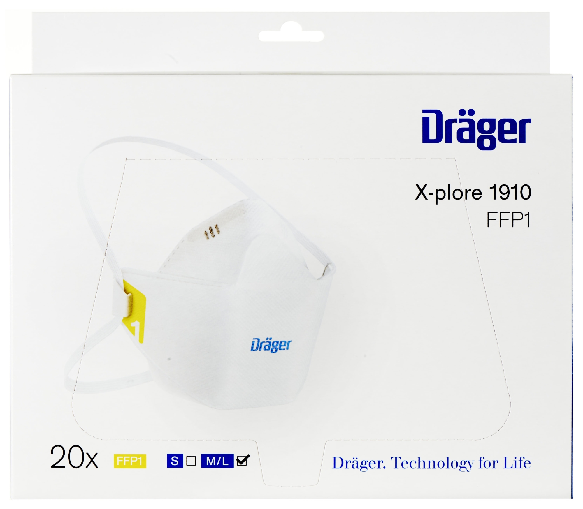 Dräger® X-plore® 1910 FFP1 NR D Atemschutzmaske / Partikelmaske 3951911, Größe S, Ideal für Brillenträger, Hygienisch einzelverpackt, Wirksamer Schutz gegen Stäube und Partikel bei hohem Tragekomfort
