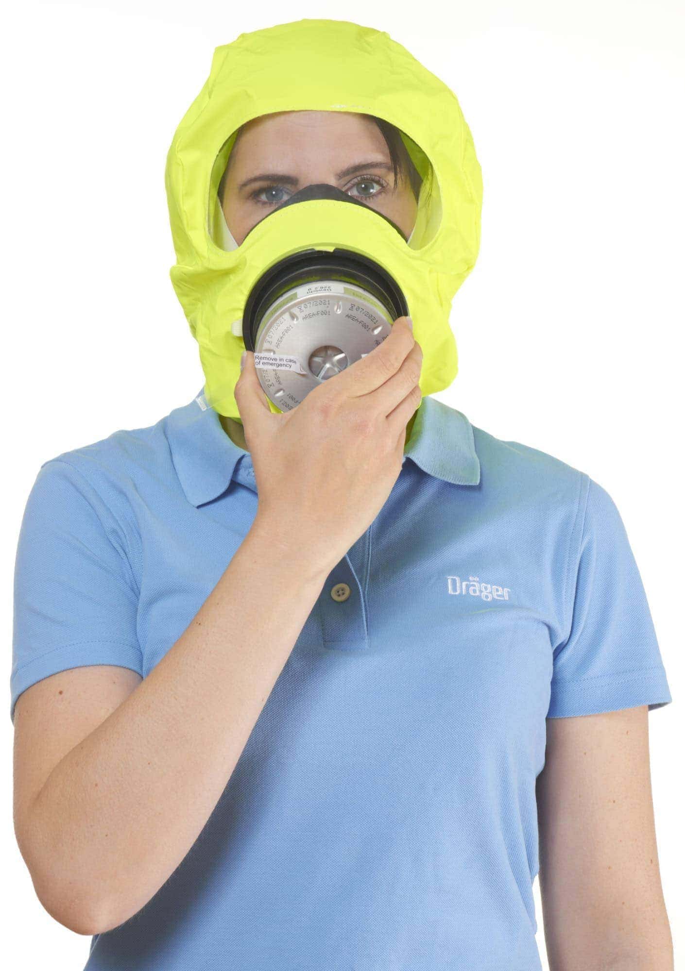 Dräger® PARAT® 4720 Industrie Fluchthaube 3721333, ABEK15 P3 Kombi Filter für mind. 15 Min. Schutz, Soft Pack, Universalgröße, Fluchthaube zum Schutz gegen toxische Industriegase, Dämpfe und Partikel