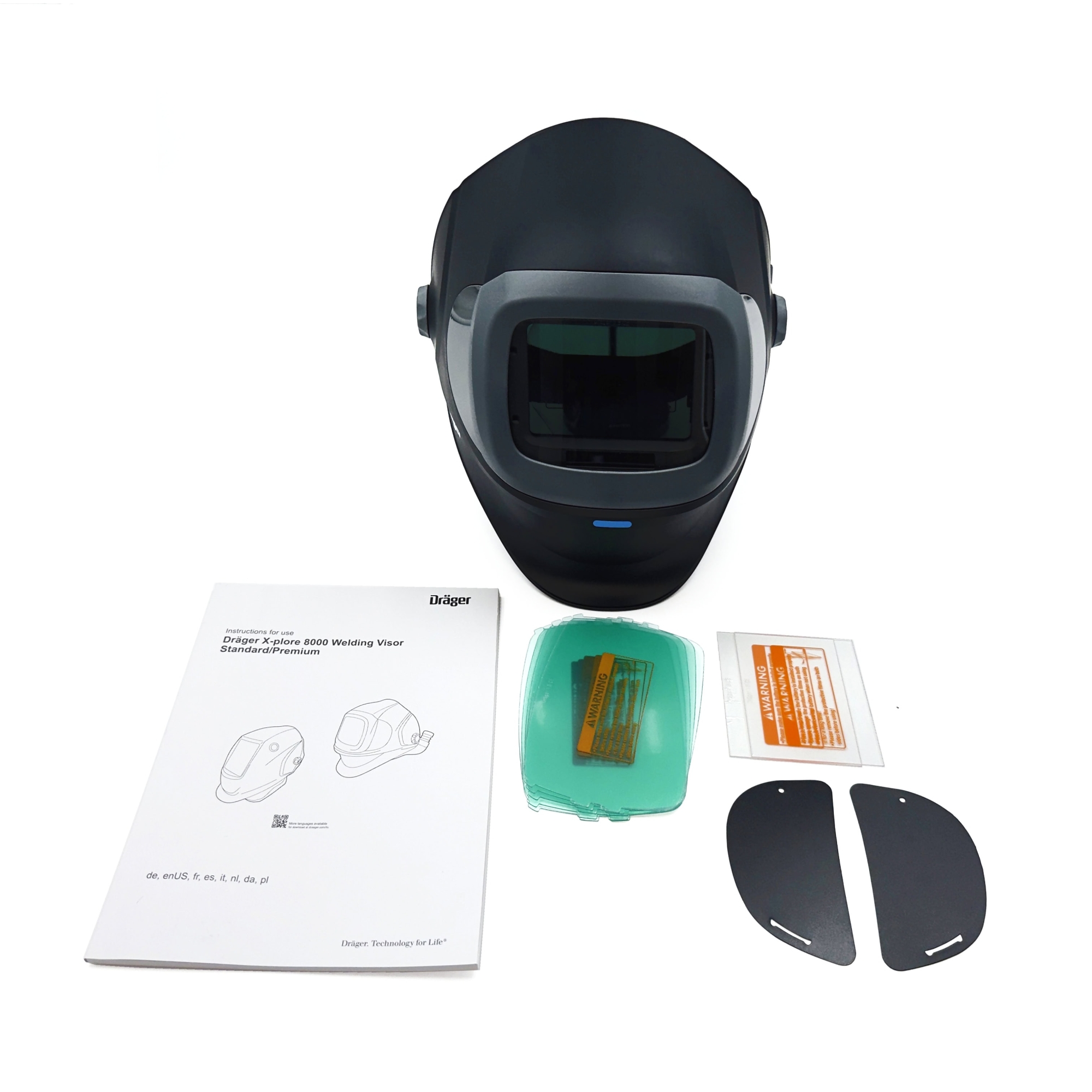 Preview: Dräger® X-plore® 8000 Premium Schweißmaske / Schweißerschutzvisier 3728195, TH3, 4A/3B, Seitenfenster, Hochklapp Funktion, Kopfband + Textilkopfschutz