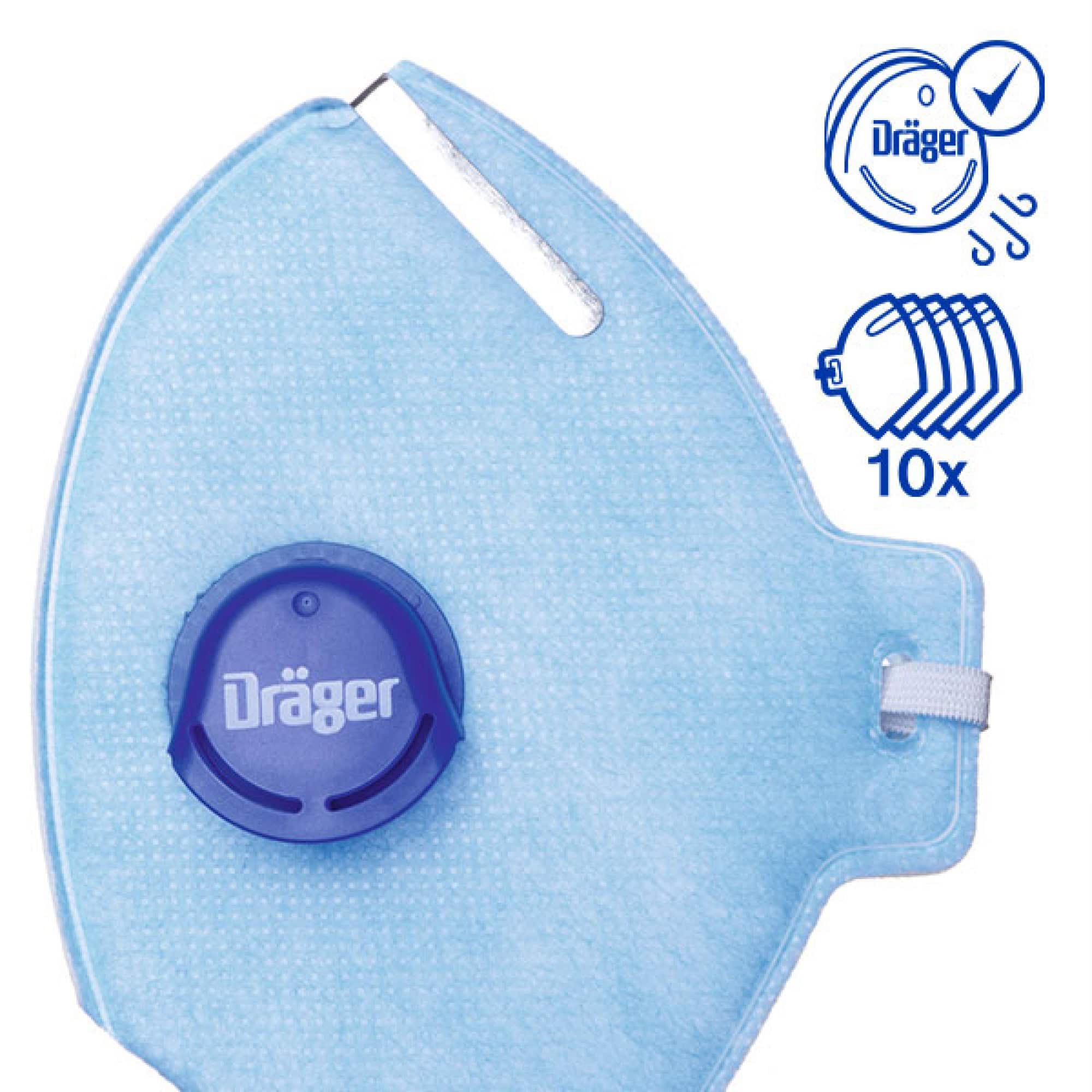 Dräger® X-plore® 1720+V FFP2 NR D 3951084, Hygienisch einzelverpackt, Wirksamer Schutz gegen Feinstäube und Partikel bei hohem Tragekomfort