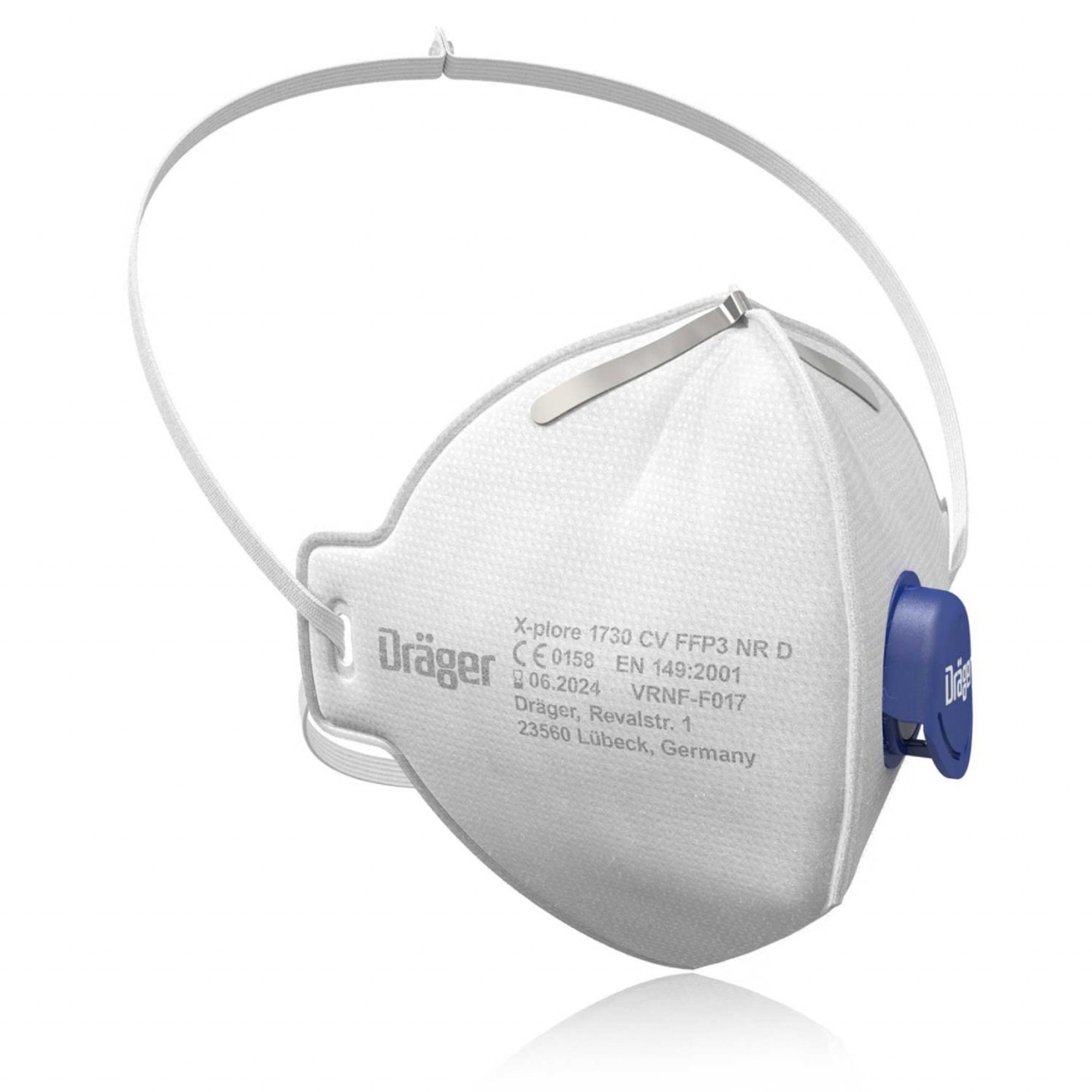Dräger® X-plore® 1730+V FFP3 NR D 3951388, Hygienisch einzelverpackt, Wirksamer Schutz gegen Feinstäube und Partikel bei hohem Tragekomfort