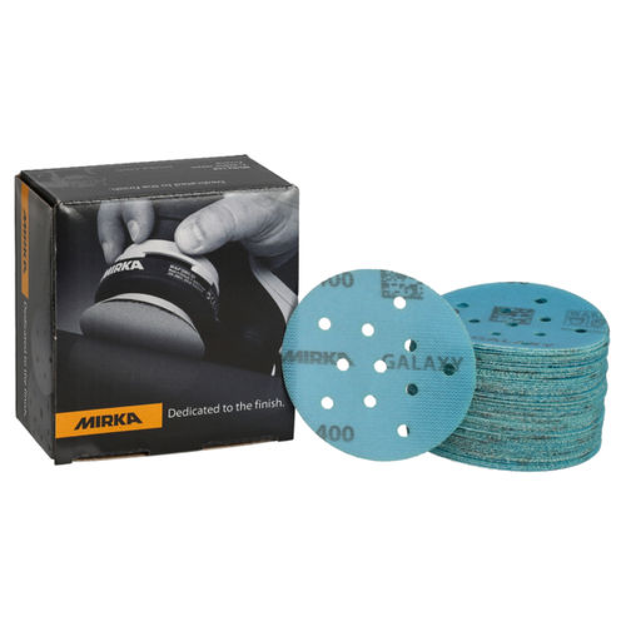 Preview: Mirka® Galaxy FY62209941, Ø 150 mm, P400, Ungelocht, Kletthaftend, Filmscheibe mit Präzisions-Keramik- & Aluminiumkorn