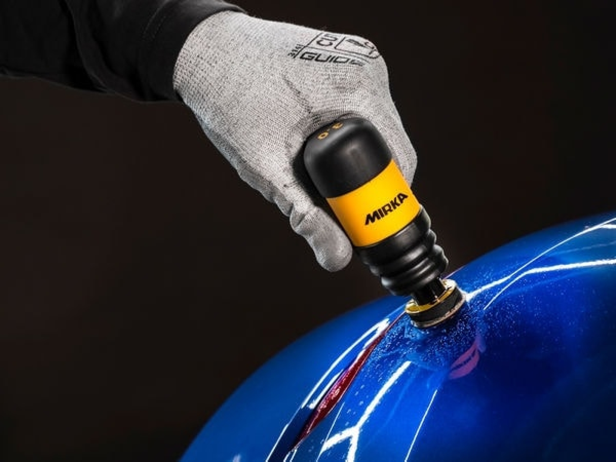 Preview: Mirka® Iridium SR 2430909996, Ø 32 mm, P5000, S, Gelb, Klebefilmhaftend, Polyesterfilm, Schleifblüten mit Siliziumkarbidkorn, Für Finisharbeiten