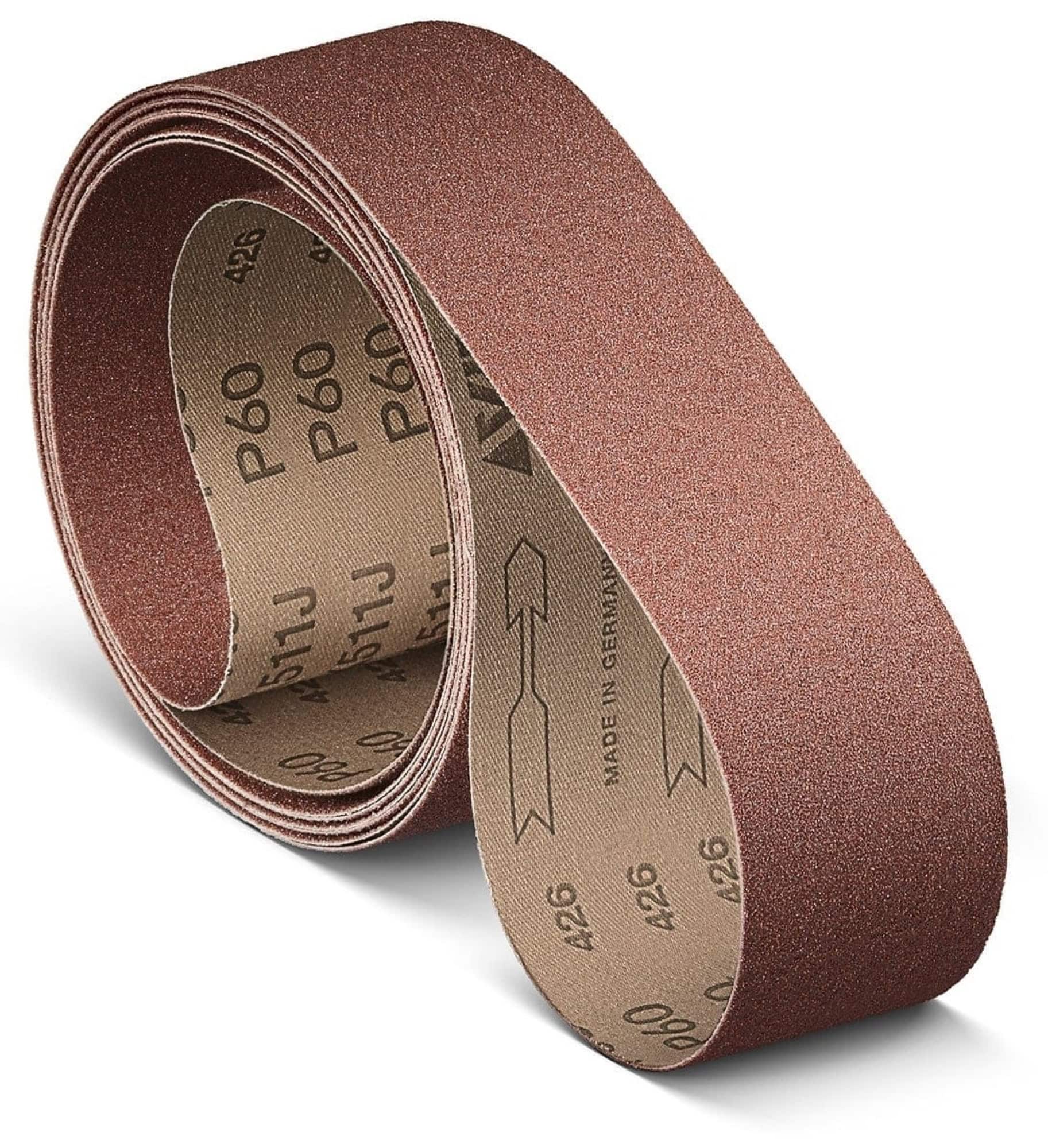 VSM ALUMINIUMOXID KK511J 748589, 50 mm x 3500 mm, A, P220, J-Baumwolle, Ausführung (E07), Rot-braun, Schmalband mit Aluminium, Für Edelstahl und NE-Metalle