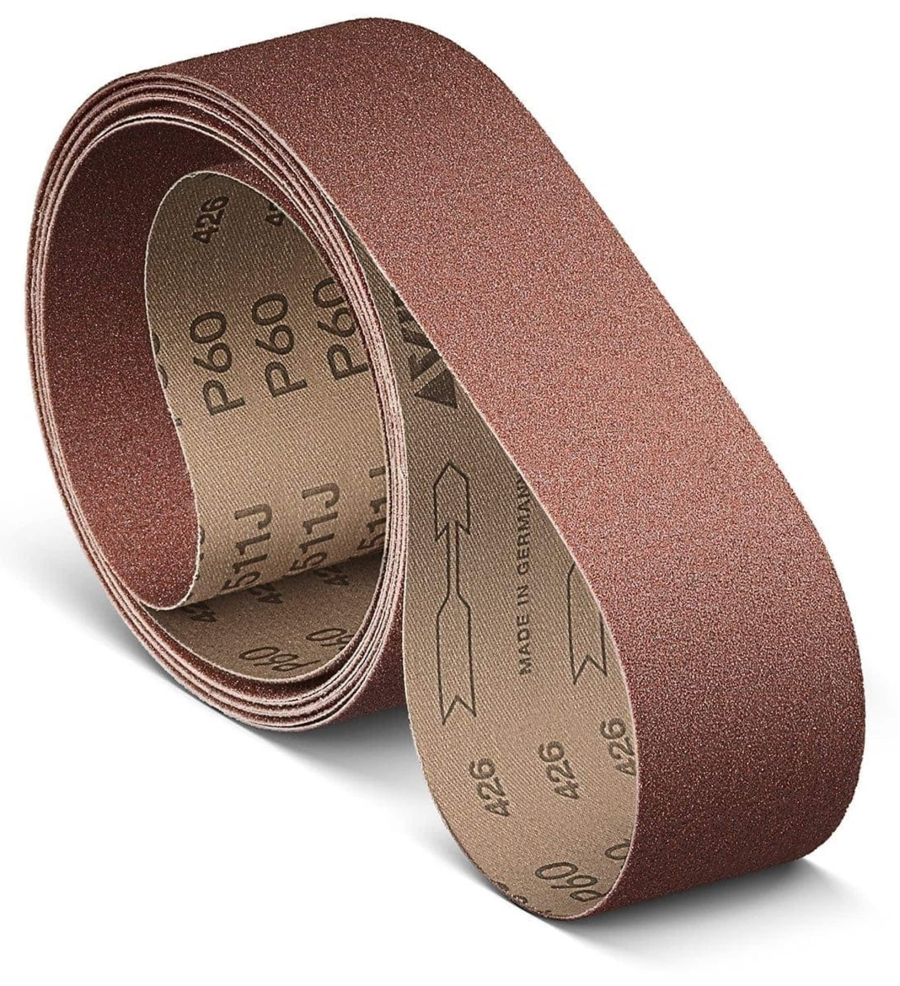 VSM ALUMINIUMOXID KK511J 747588, 100 mm x 3500 mm, A, P100, J-Baumwolle, Ausführung (E07), Rot-braun, Schmalband mit Aluminium, Für Edelstahl und NE-Metalle