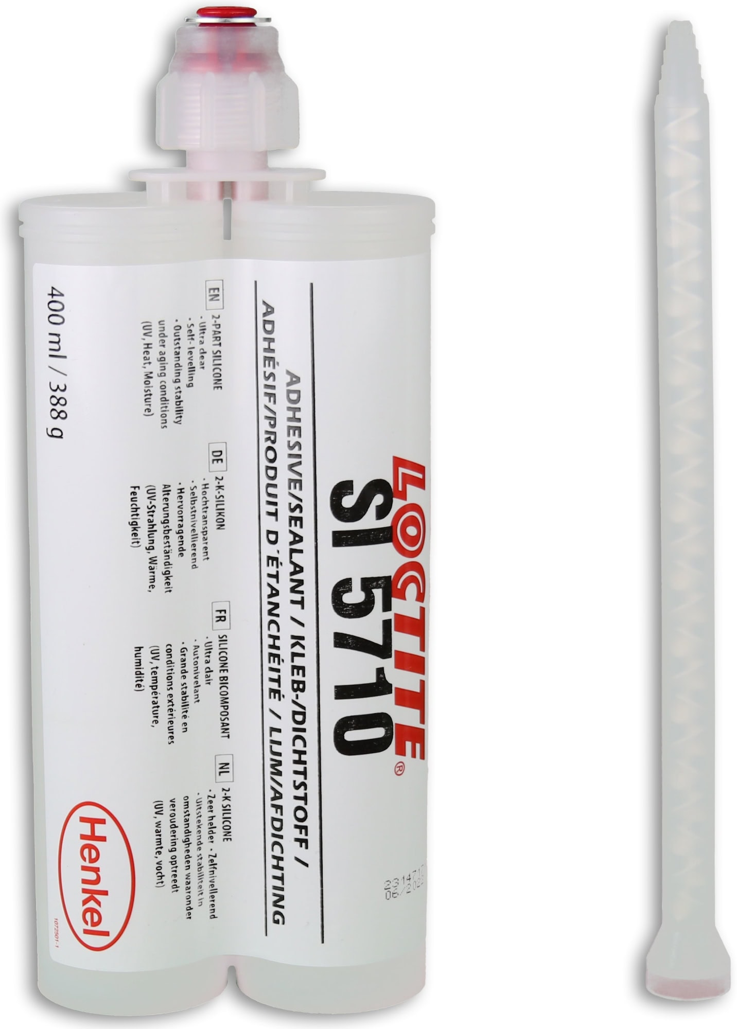 Henkel™ Loctite® Polyadditions Silikon Kleb- und Dichtstoff SI 5710, 400 ml, Transparent, Fließend, 2:1, 2K, 2571794, Hochtransparent