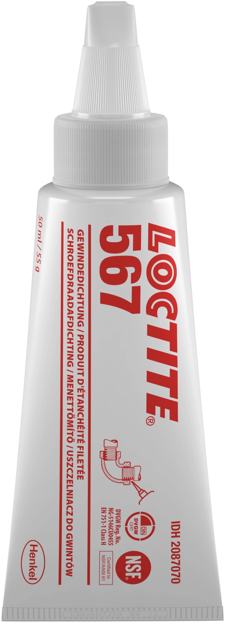 Henkel™ Loctite® 567 Gewindedichtung, 50 ml, Weiß, 2087070, Universell einsetzbar für sofortige Dichtwirkung