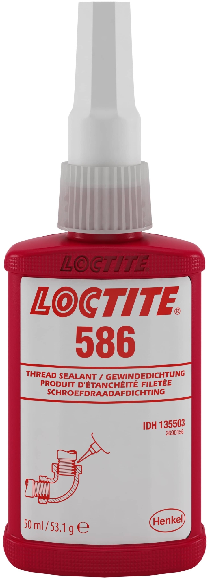 Henkel™ Loctite® 586 Gewindedichtung, 50 ml, Rot, Fest, 135503, langsam aushärtend für Rohre und Anschlussstücke aus Metall