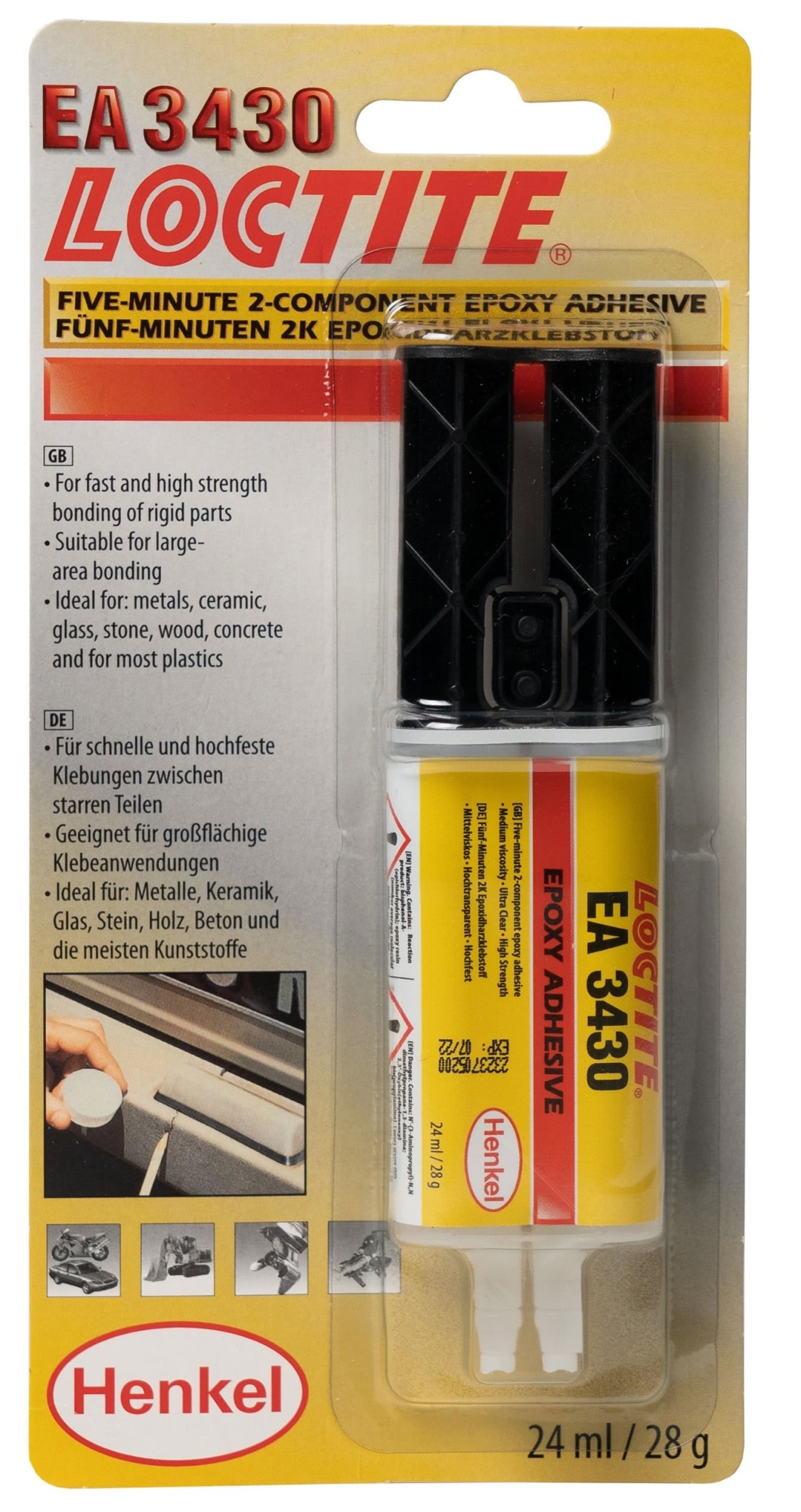 Henkel™ Loctite® EA 3430 Epoxid Strukturklebstoff, 24 ml Blisterpackung, Transparent, 1:1, Mittel, 2K, 242865, Hochtransparent und Wasserbeständig