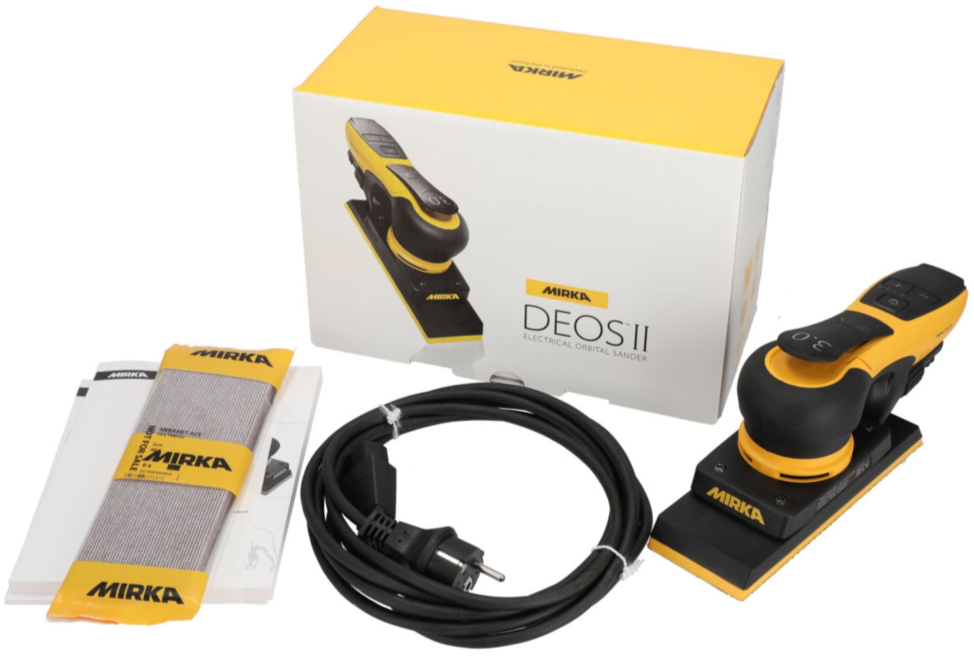 Mirka® DEOS II 383 Elektro Schwingschleifer MID3834044, 70 x 198 mm, 3 mm Schleifhub, Zentralabsaugung, 240V, 0,4 PS / 300 Watt, Externe Absaugung