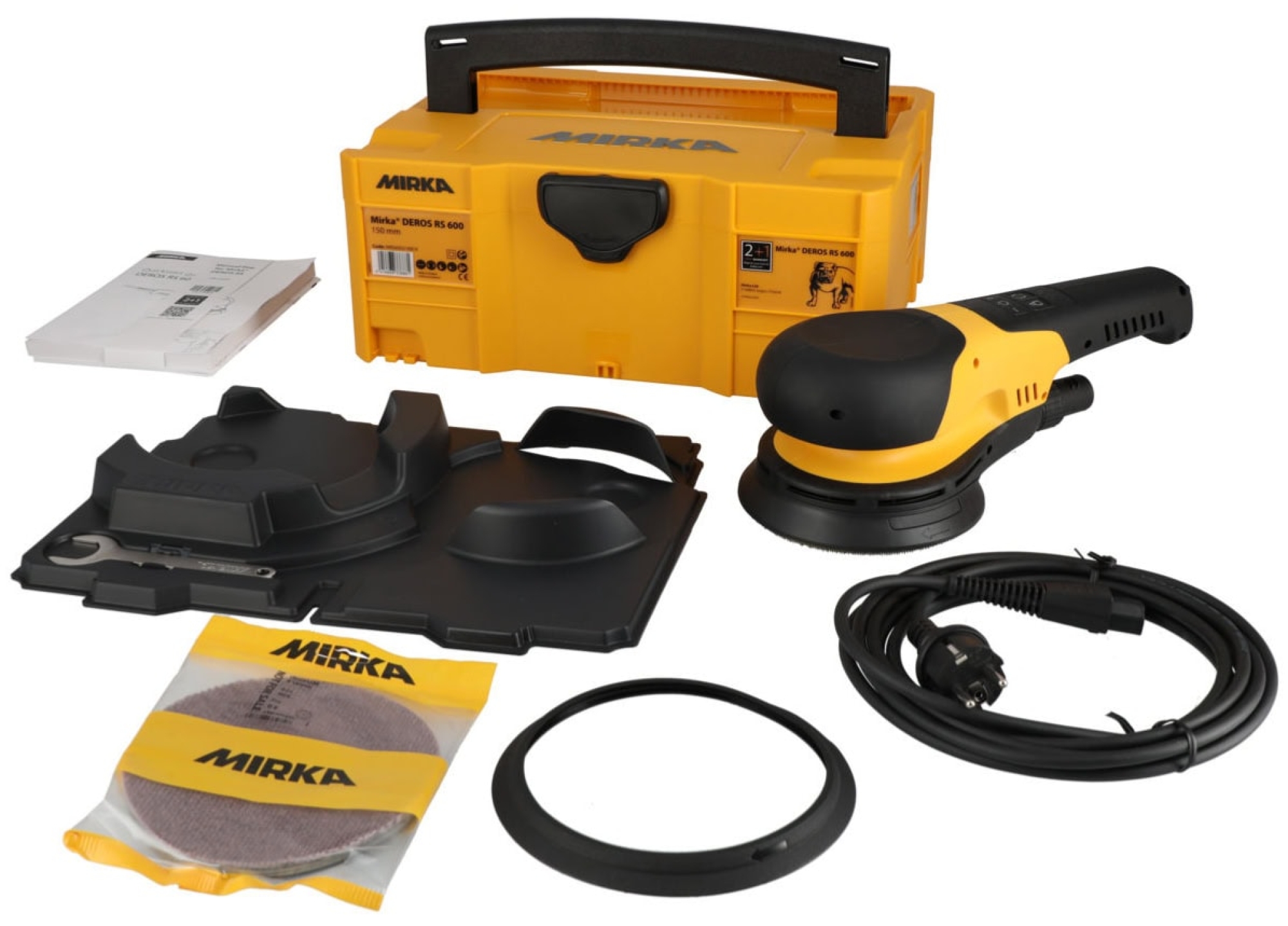 Preview: Mirka® DEROS RS 600 Elektro Rotationsschleifer mit Case MRS6002100CA, Ø 150 mm, 0 mm Schleifhub (Rotation), 5/16"-Gewinde, Zentralabsaugung, 240V, 1,01 PS / 750 Watt, Externe Absaugung