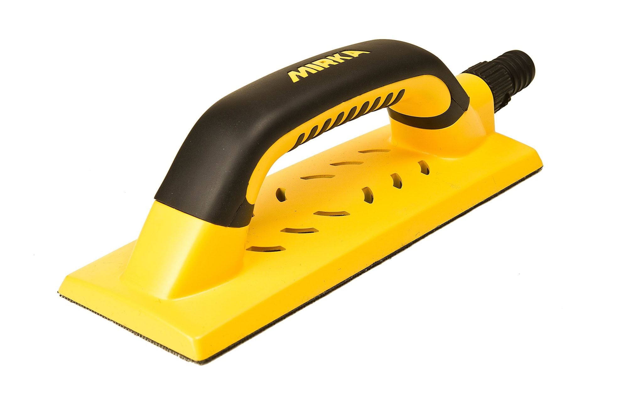 Mirka® 8391200111, 80 x 230 mm, 55 Löcher, Gelb, Kletthaftend, Handblock Handy mit Absaugung und Bügelgriff