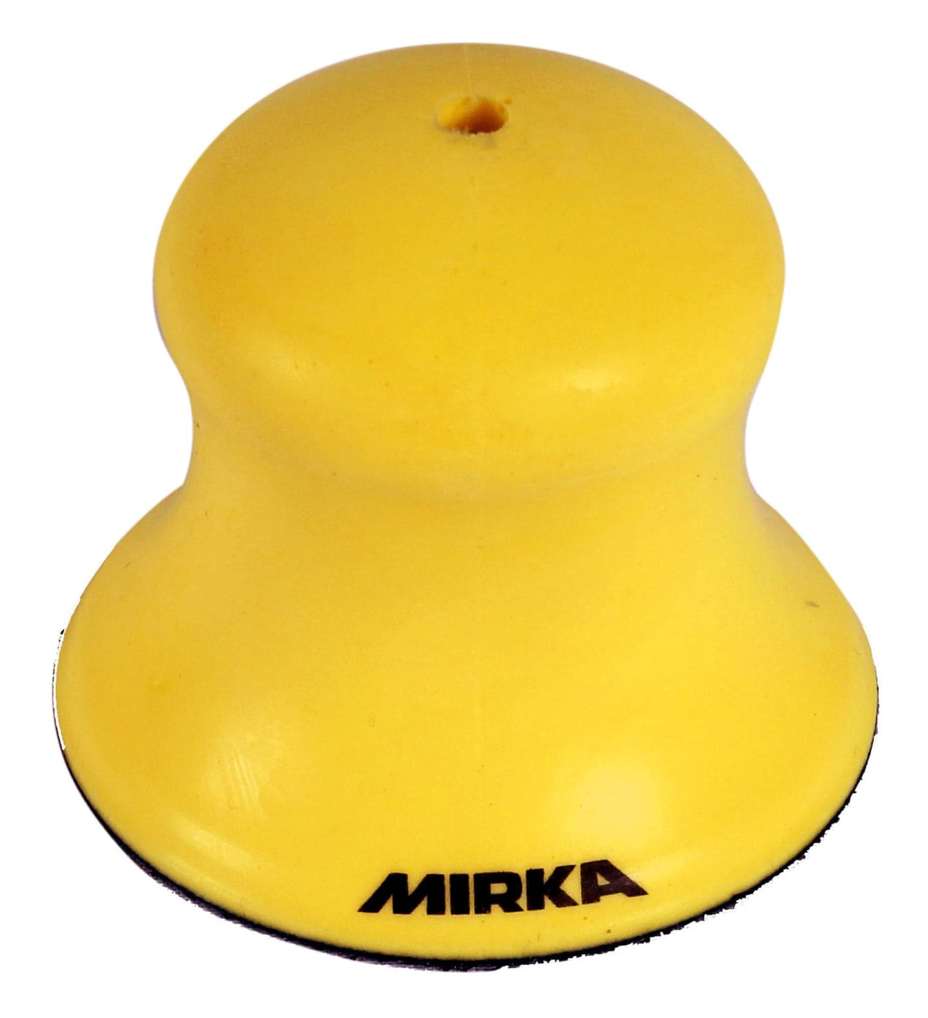 Mirka® 8392104111, Ø 77 mm, Medium, Ungelocht, Gelb, Kletthaftend, Handblock ohne Absaugung mit Mittelloch für alle Mirka® Ø 77 mm Schleifscheiben