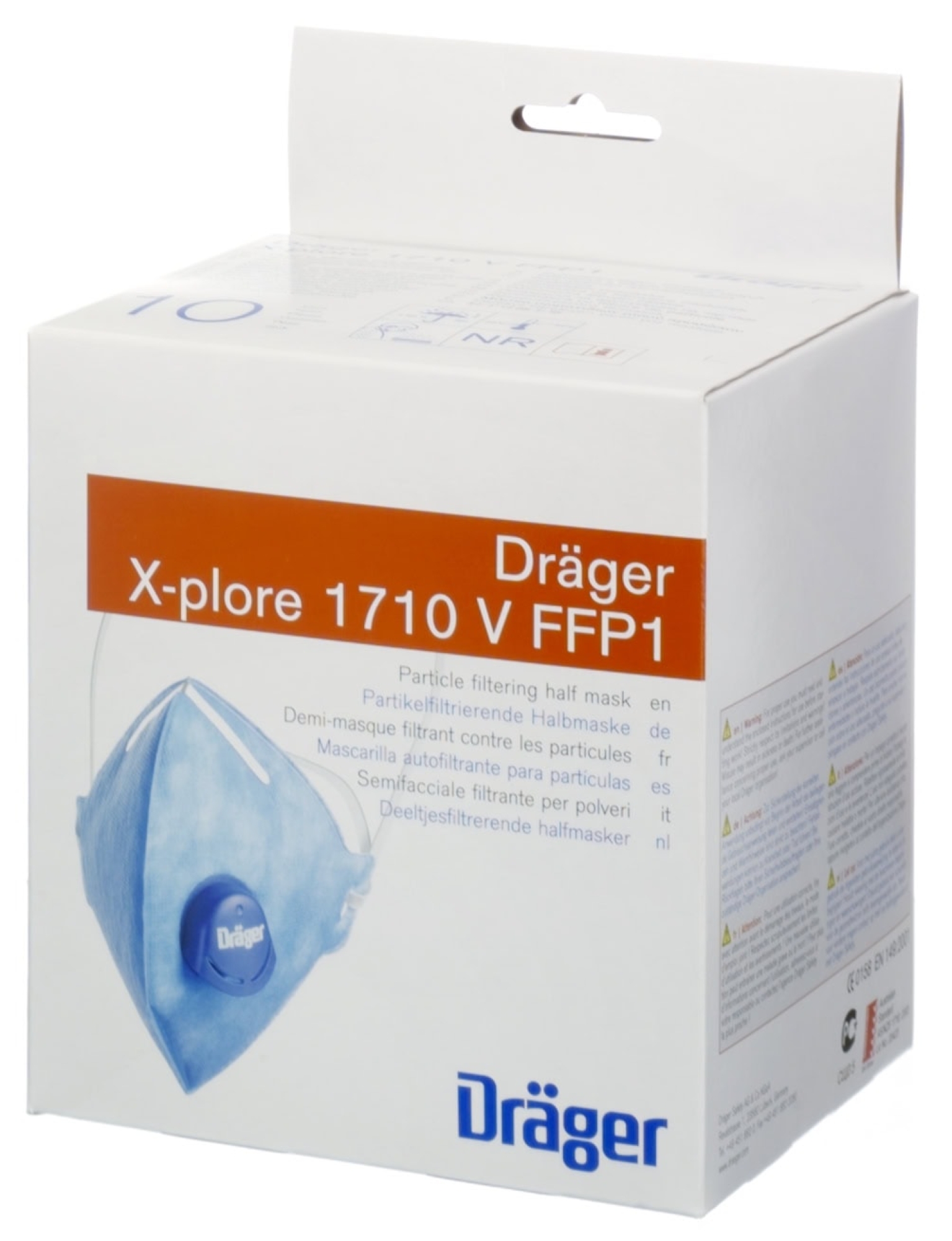 Dräger® X-plore® 1710V FFP1 NR D Atemschutzmaske / Partikelmaske 3951081, Universalgröße, Ausatemventil, Hygienisch einzelverpackt, Wirksamer Schutz gegen Stäube und Partikel bei hohem Tragekomfort