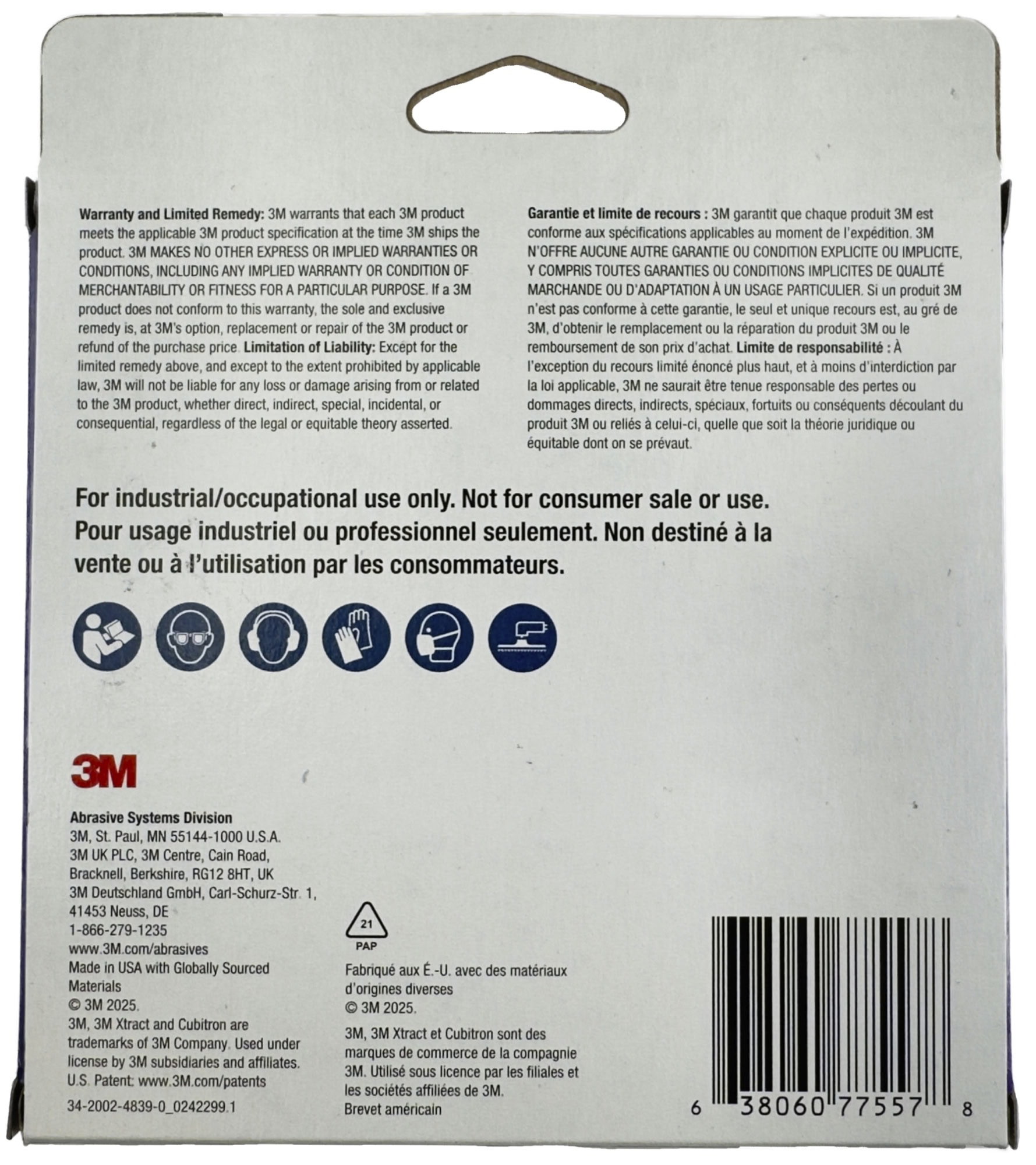 Preview: 3M™ Xtract™ Cubitron™ II 732U Schleifscheibe Multipack 77557, Ø 150 mm, 3x 80+, 3x 120+, 3x 150+, 3x 180+, 3x 220+, Multilochung, Kletthaftend, K, Präzisions-Keramikkorn, Für Holz und Lacke