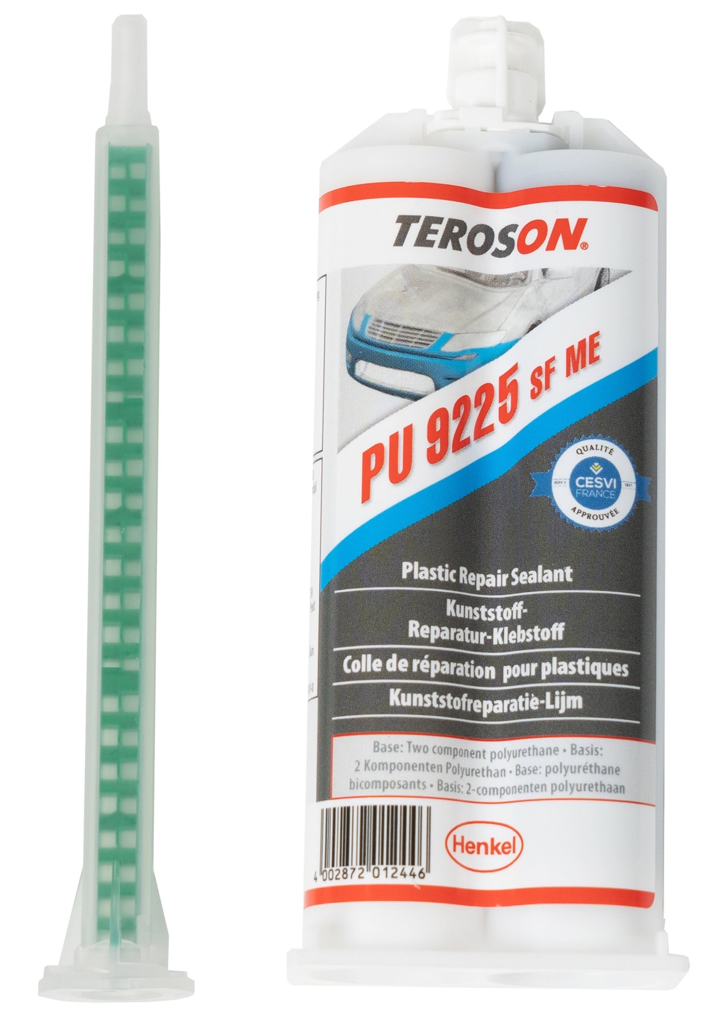 Henkel™ Teroson® Polyurethan Klebstoff PU 9225 SF ME, 50 ml, Grau, 1:1, Mittel, 2K, 882088, Für die Reparatur von Kunststoffteilen