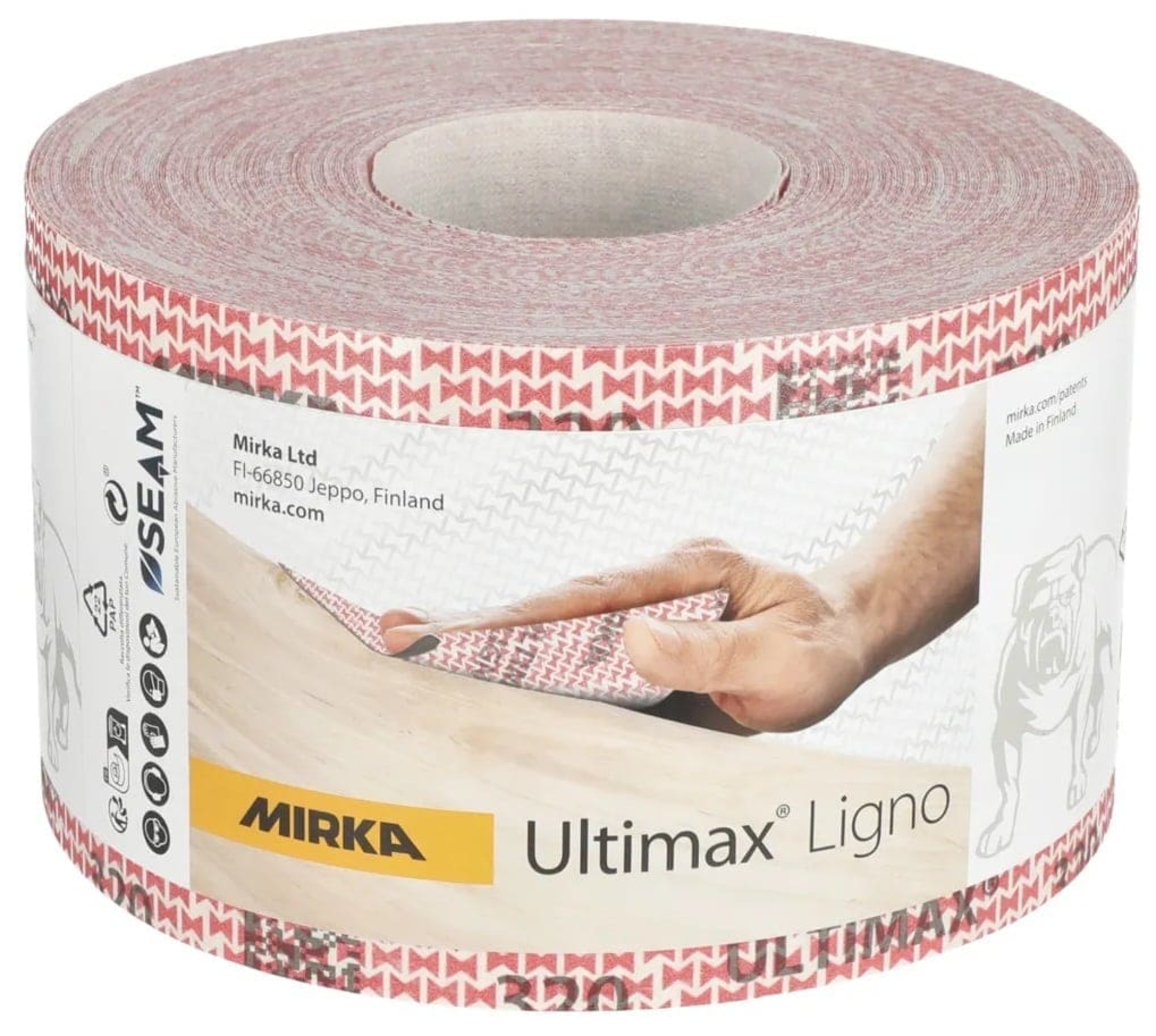 Mirka® Ultimax® Ligno Schleifrolle UL67200140, 115 mm x 50 m, P40, Ungelocht, Kletthaftend, Latex Papierschleifrollen mit Keramik- & Aluminiumkorn, Ideal für Holzschleifarbeiten
