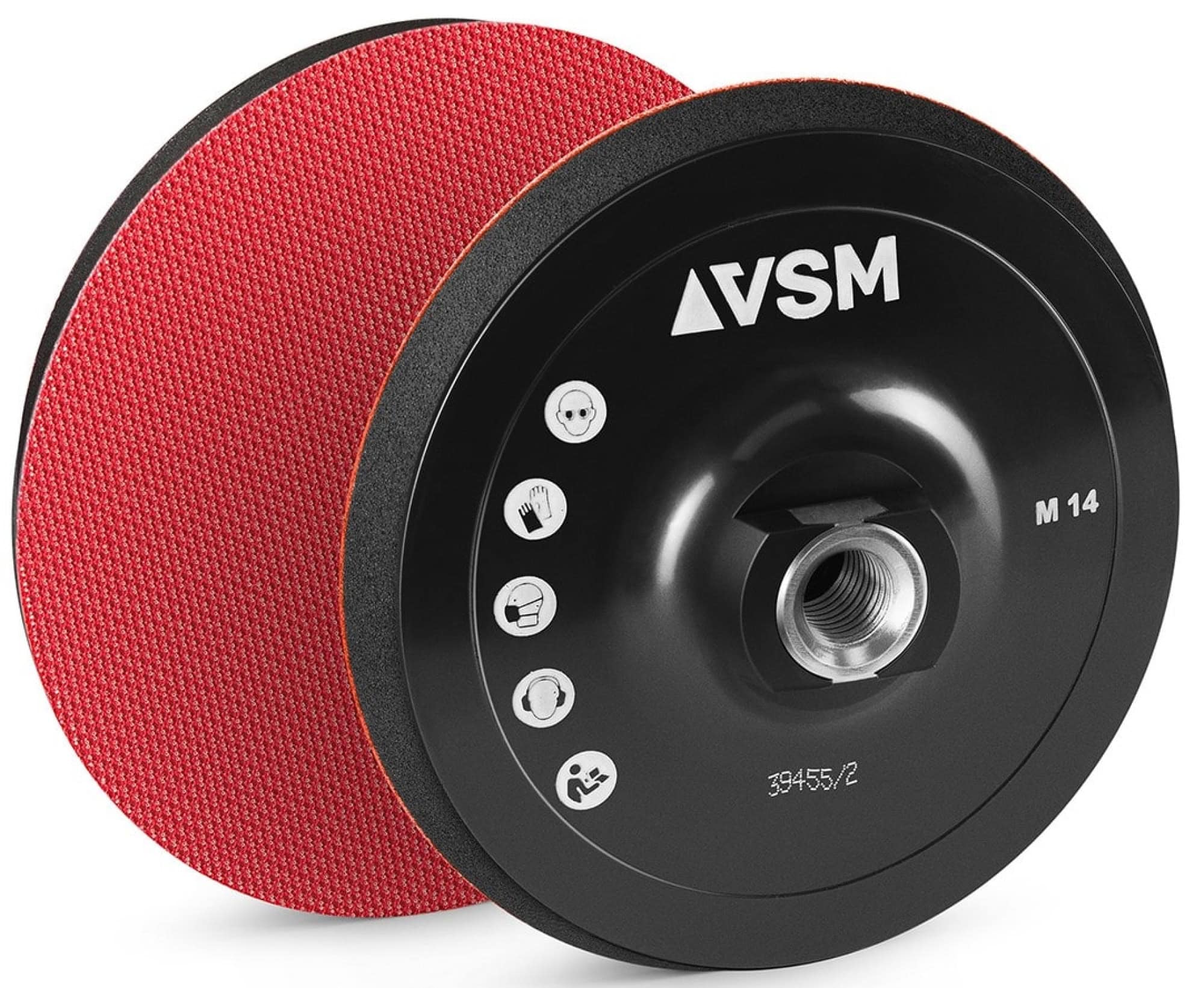 VSM 761666, Ø 125 mm, M14 Gewinde, Schwarz, Weich mit Zellkautschuk, Stützteller für Klettscheiben mit Ø 22 mm Zentrieransatz für den VSM Winkelschleifer