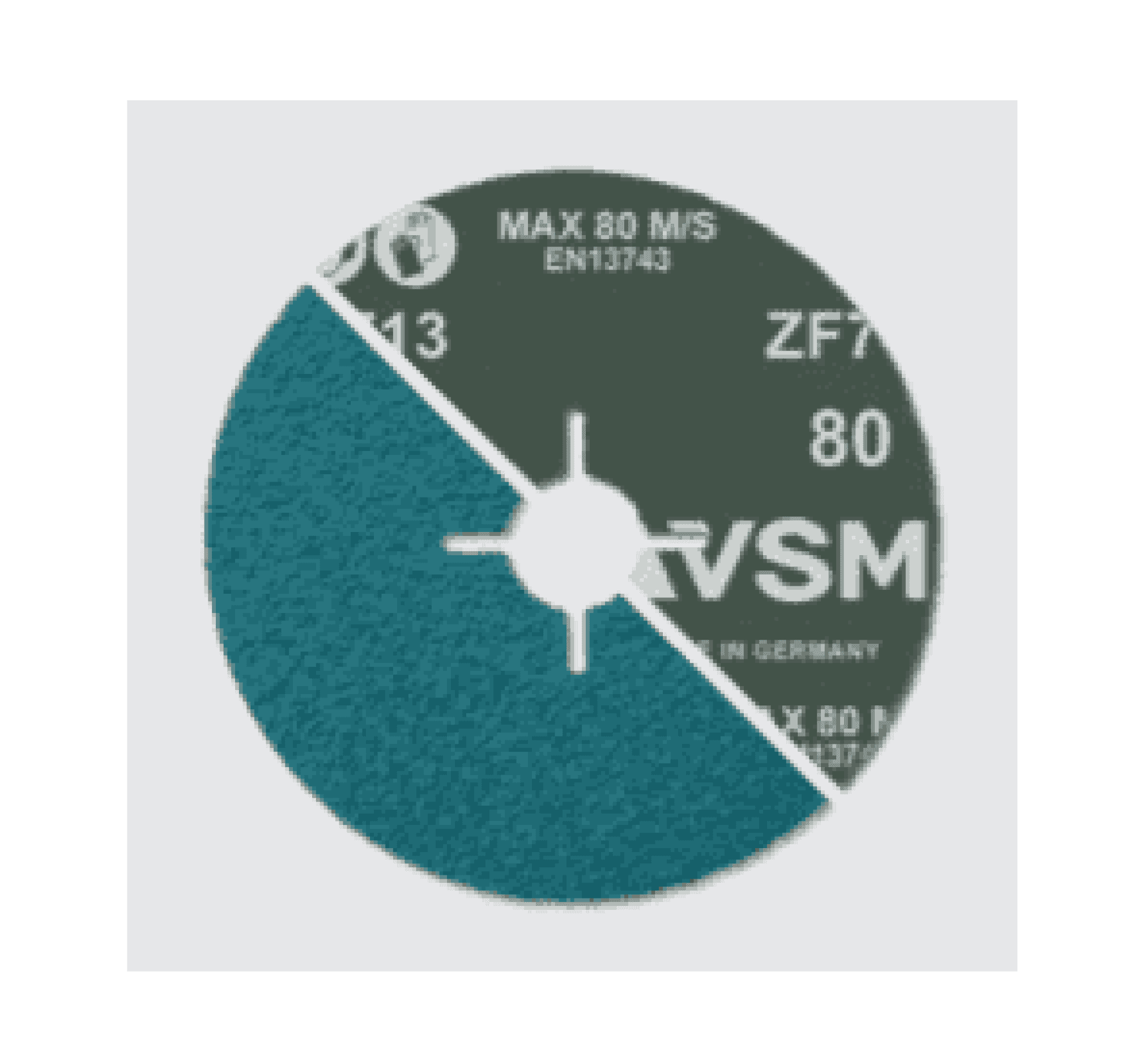 VSM ZIRKONKORUND ZF713 799715, Ø 125 mm x ø 22,23 mm, P120, 4-fach Schlitz Ausführung (S1E), 12.200 U./Min., Fiberscheibe für Abtragsarbeiten von Edelstahl und unlegierten Stahl