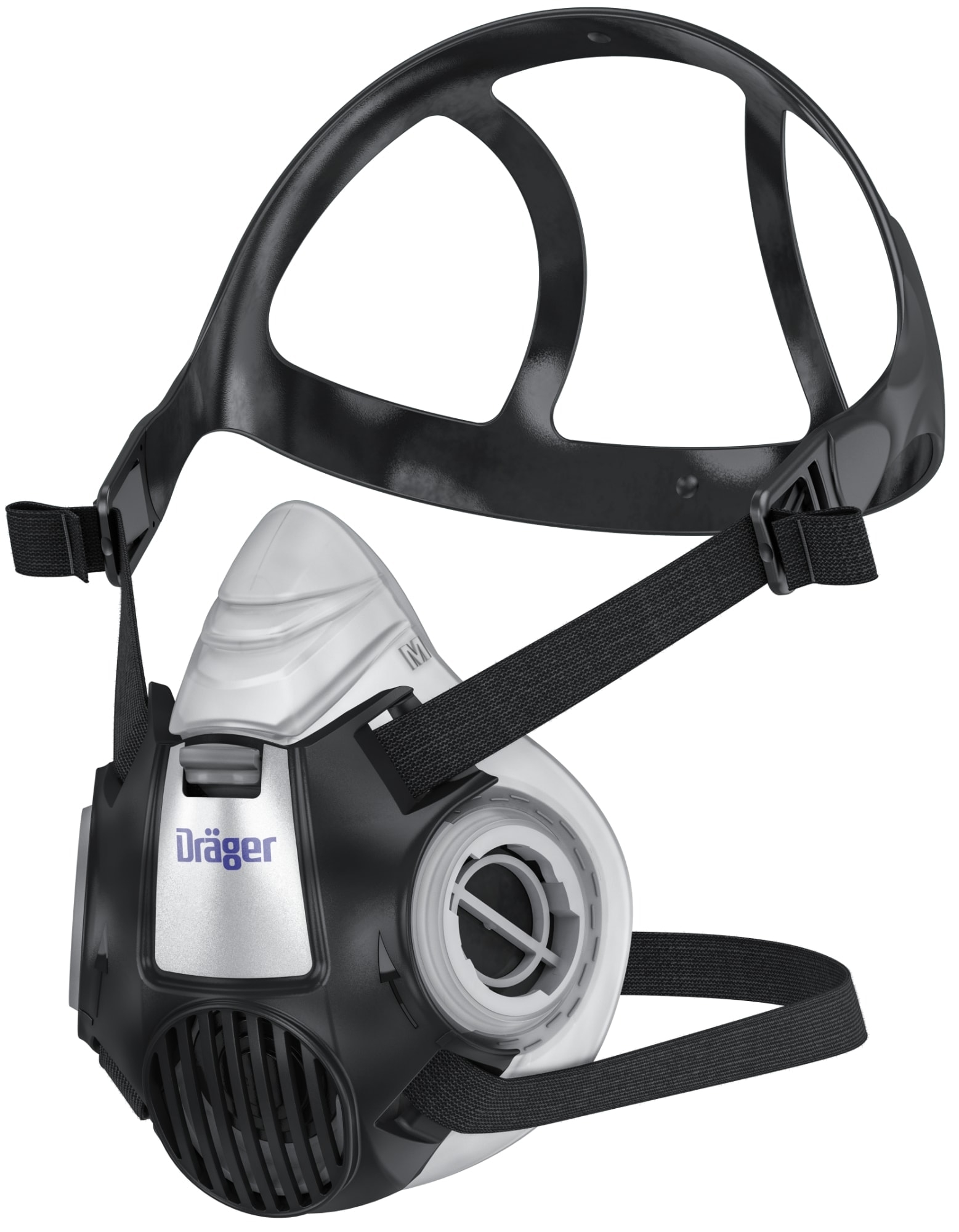 Preview: Dräger® X-plore® 3300 Gasmaske / Halbmaske Chemiearbeiter Set R57794, Größe M, A1B1E1K1 Hg P3 R D Kombinationsfilter, Soft TPE, Dräger® Bajonett-Klick Filteranschluss