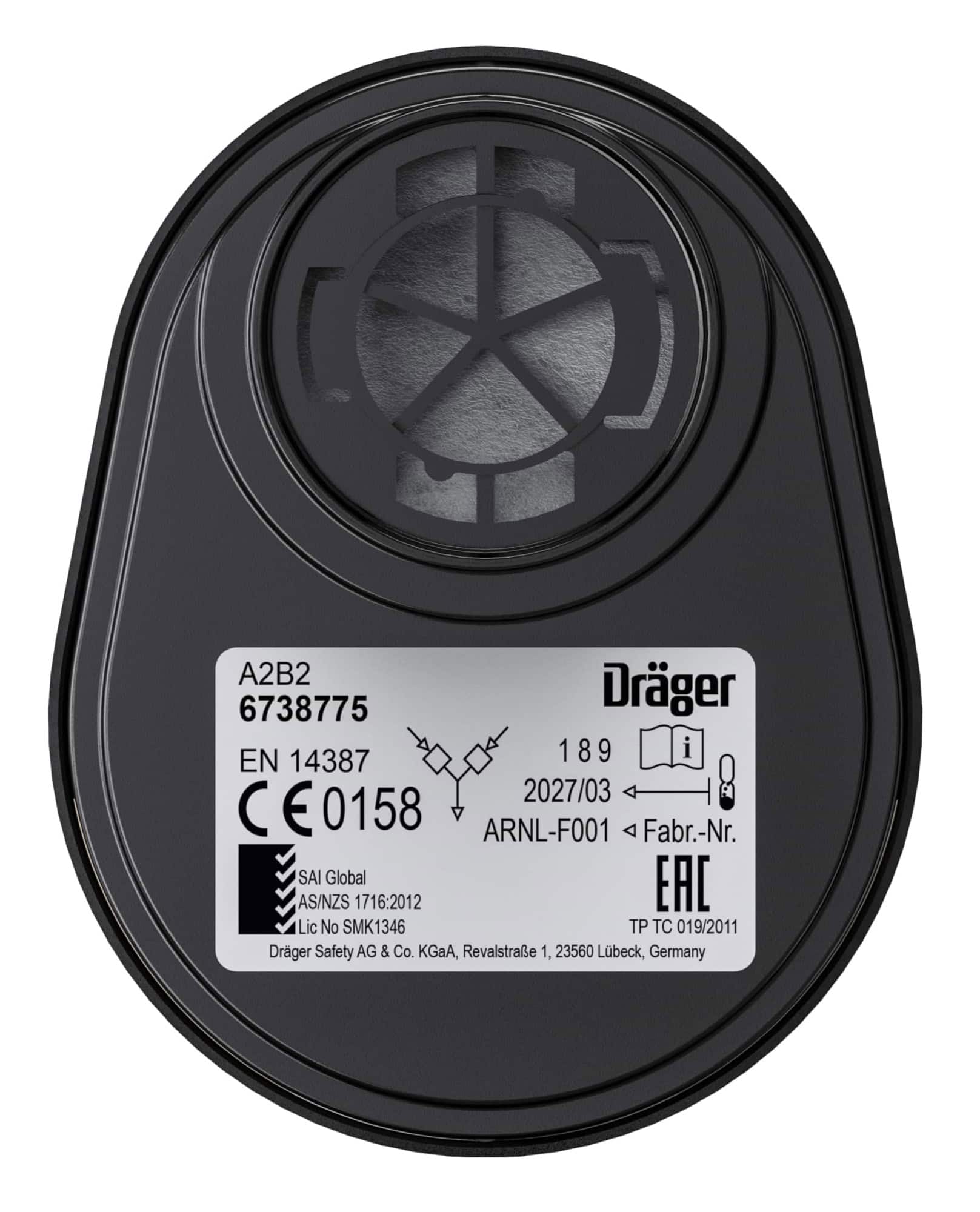 Dräger® X-plore® Gasfilter 6738775, A2B2 R, Dräger® Bajonett-Klick Anschluss, Gasfilter gegen organische, anorganische Gase & Dämpfe