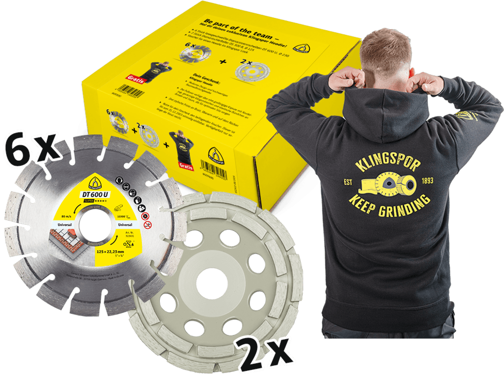 KLINGSPOR Kronenflex® Aktionspaket "Diamant Topseller", 6x [230 mm, DT 600 U SUPRA] & 2x [230 mm, DS 300 B EXTRA]