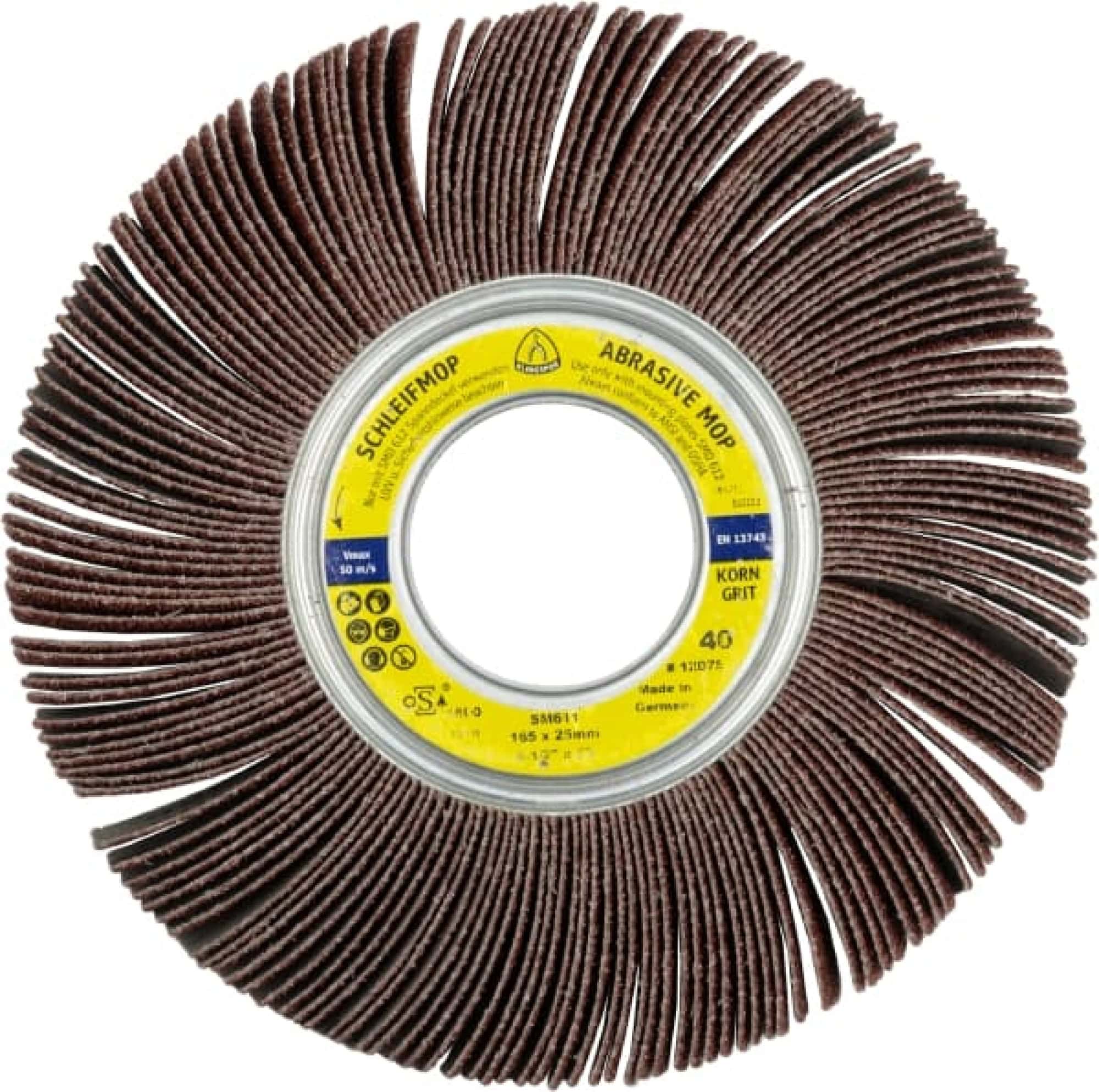 KLINGSPOR SM 611 LS 309 X Schleifmoprad 12236, Ø 250 mm x 50 mm x 68 mm, A, P320, Gerade, Aluminiumkorn, 3.800 U./Min., Für universal Metall, Farbe, Lack, Spachtel & Holz Schleifanwendungen