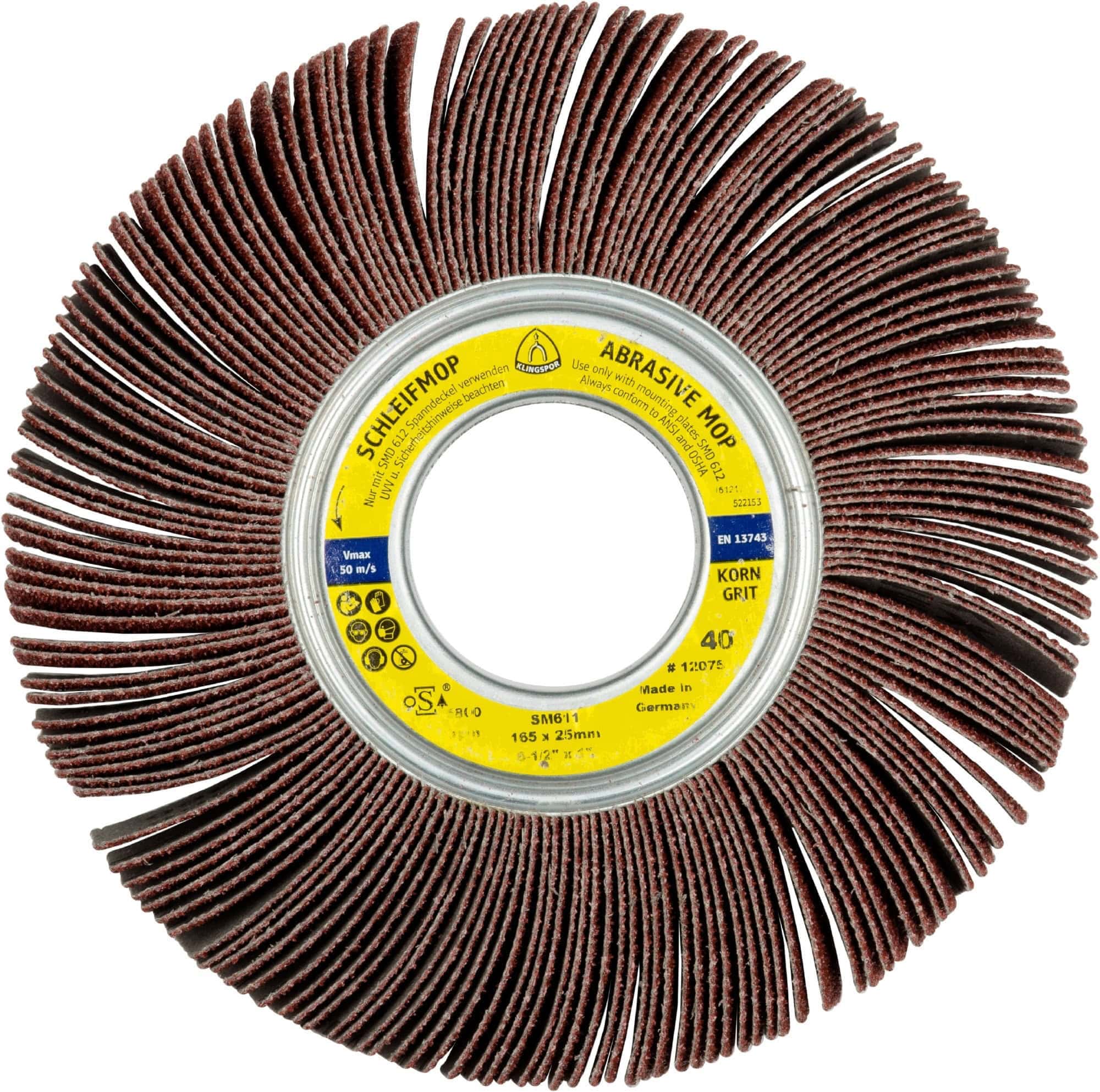 KLINGSPOR SM 611 LS 309 X Schleifmoprad 12000, Ø 100 mm x 30 mm x 21 mm, A, P40, Gerade, Aluminiumkorn, 9.500 U./Min., Für universal Metall, Farbe, Lack, Spachtel & Holz Schleifanwendungen