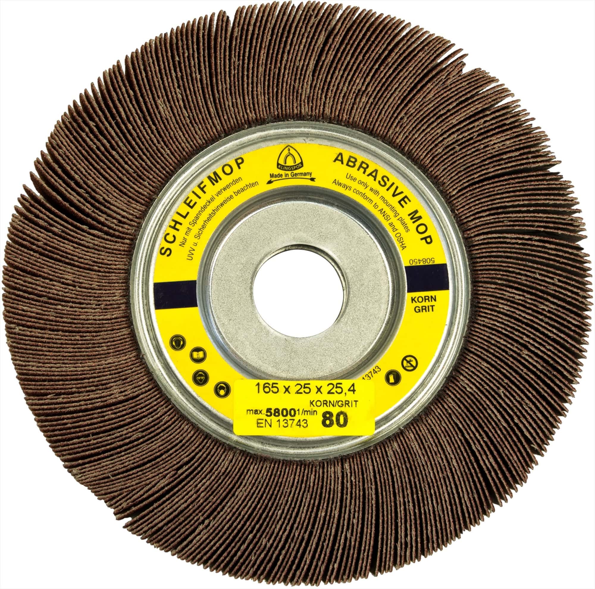 KLINGSPOR SM 611 W CS 310 XF Schleifmoprad 221597, Ø 165 mm x 25 mm x 25 mm, A, P40, Gerade, Aluminiumkorn, 5.800 U./Min., Für universal Metall, Farbe, Lack, Spachtel & Holz Schleifanwendungen