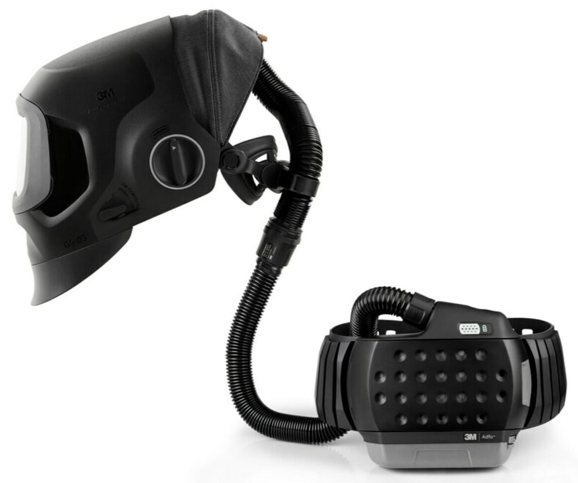 3M™ Speedglas™ Schweißmaske G5-03 Pro Air ohne Schweißfilter und Adflo™ High-Altitude Gebläseeinheit, 637700, inkl. QRS-Luftschlauch und Tasche