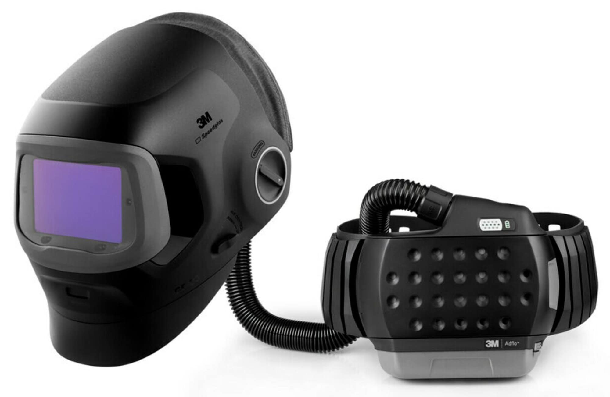 3M™ Speedglas™ Schweißmaske G5-03 Pro Air mit Schweißfilter G5-01/03TW und Adflo™ High-Altitude Gebläseeinheit, 637720, inkl. QRS-Luftschlauch und Tasche, Für Heftschweißarbeiten mit Zwischentönungsmodus