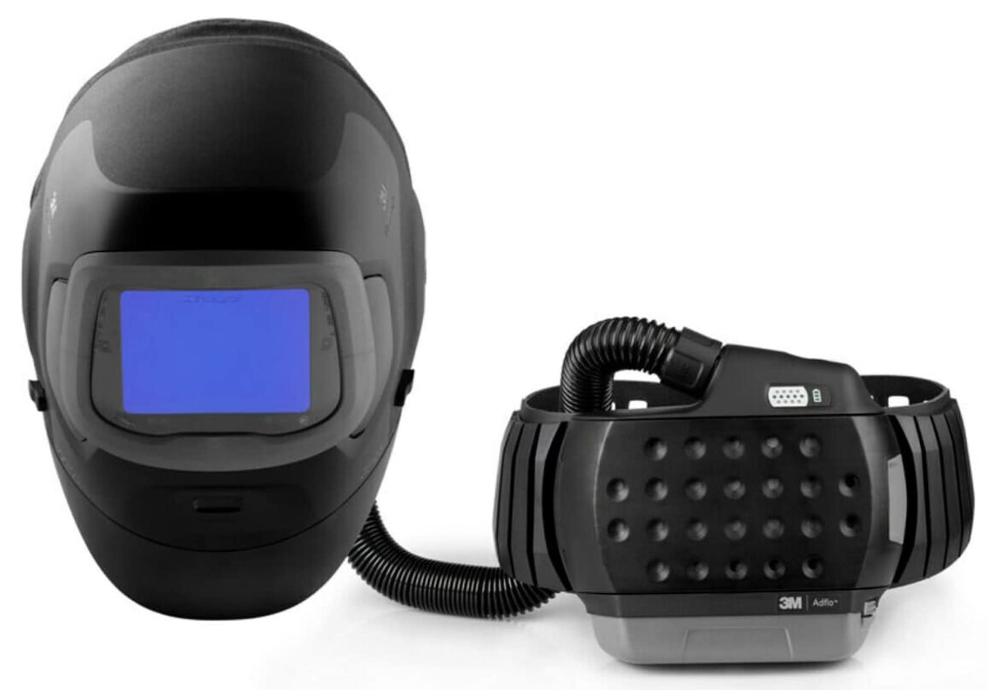 Preview: 3M™ Speedglas™ Schweißmaske G5-03 Pro Air mit Schweißfilter G5-01/03NC und Adflo™ High-Altitude Gebläseeinheit, 637710, inkl. QRS-Luftschlauch und Tasche, TH3, 4A/3B, Kopfband + Textilkopfschutz, Für natürliche Farben; Teile: [637700 + 630010]