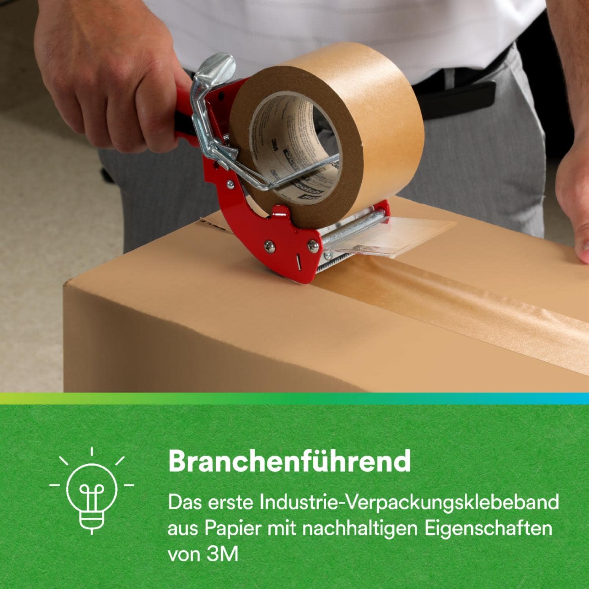 Preview: 3M™ Scotch® Papier Verpackungsklebeband 570, 72 mm x 500 m, 0,119 mm, Braun, Nachhaltig (INDEGE), Lösemittelfrei, Recyclebar