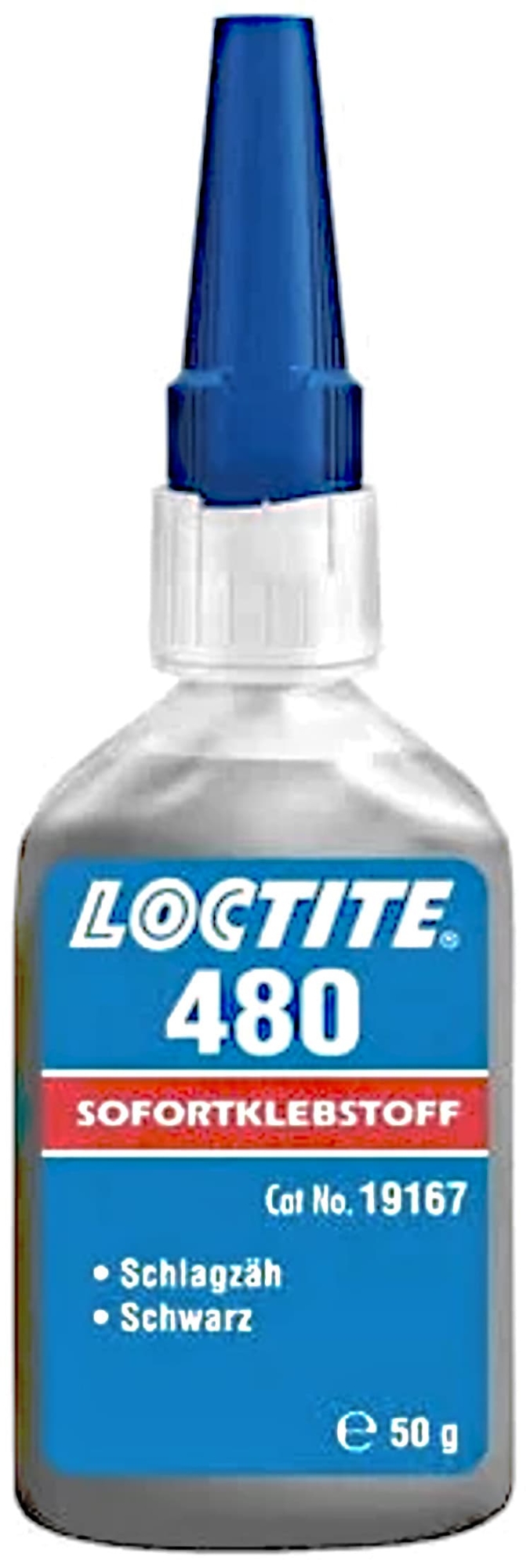 Henkel™ Loctite® 480 Sofortklebstoff, 50 g, Schwarz, 195726, Für Anwendungen mit geringem Spaltmaß