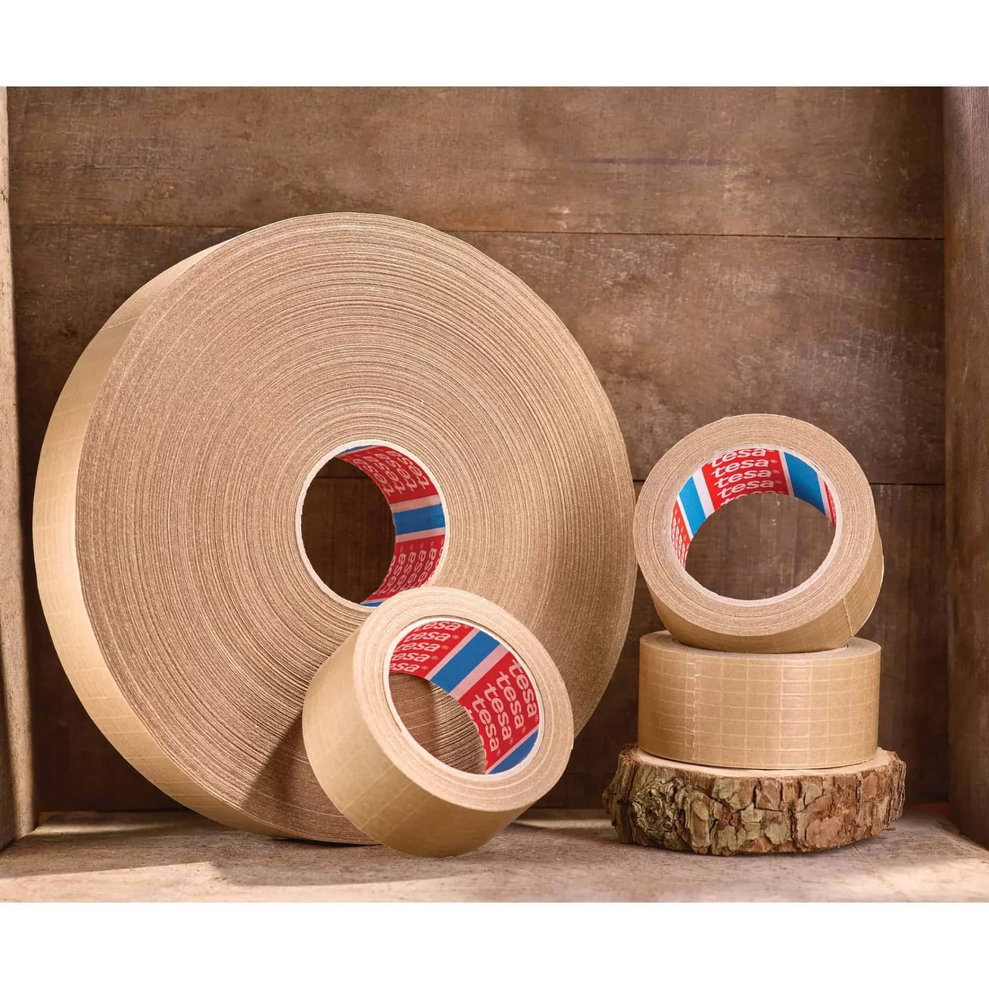 tesa® 60013, 50 mm x 25 m, 0,210 mm, Braun, PV 0, Recycling freundlich, Sortenrein, Glasfaserverstärktes FSC® Papier Verpackungsklebeband aus verantwortungsvollen Quellen