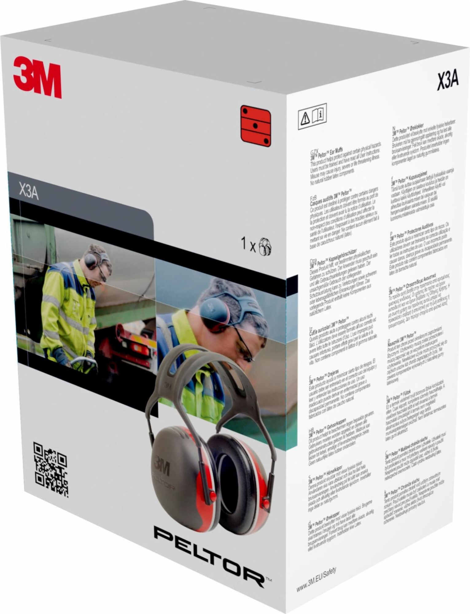3M™ PELTOR™ X3A, SNR = 33 dB, Schwarz/Rot, Kapselgehörschutz für sehr laute Arbeitsumgebungen