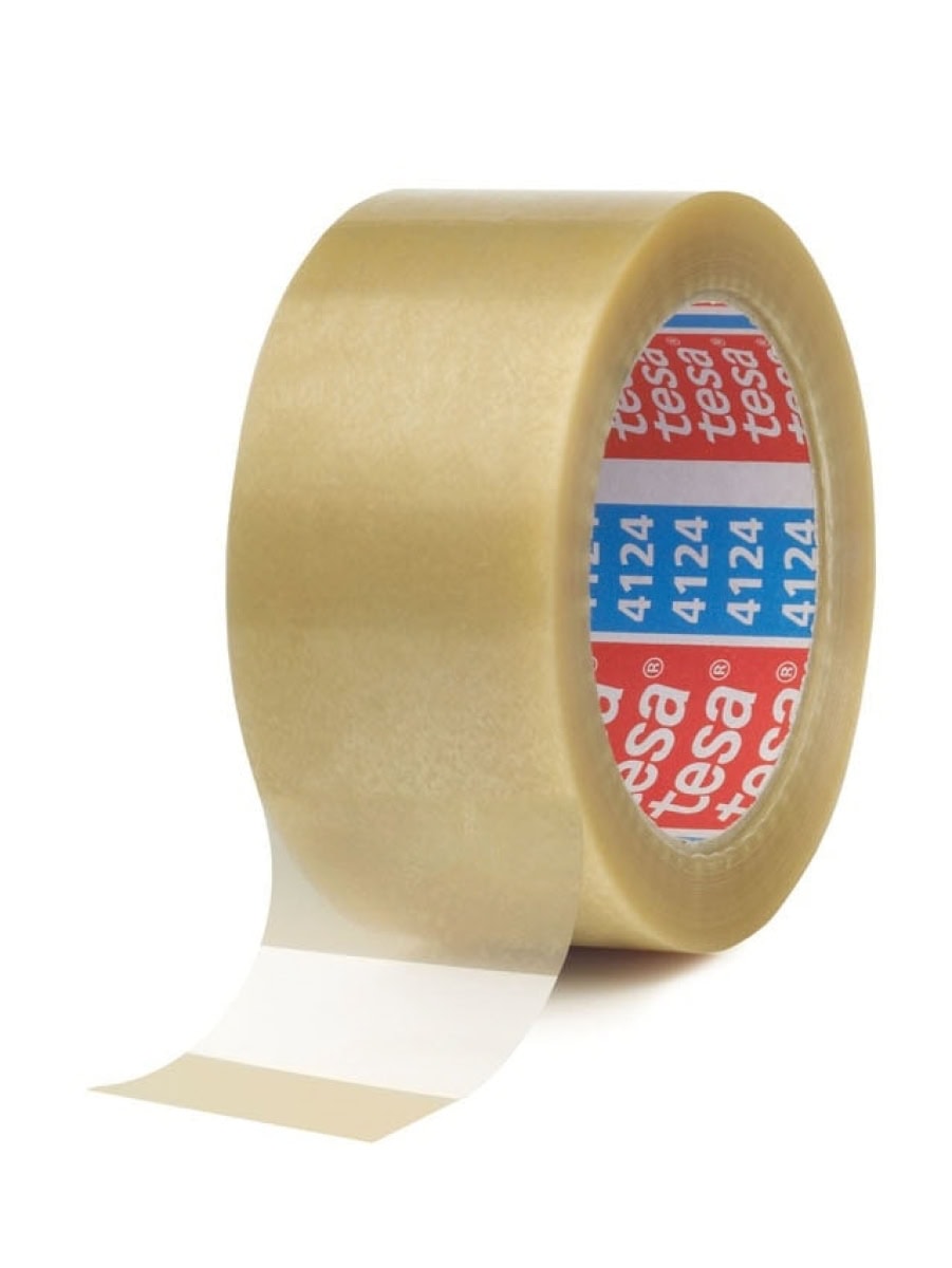 tesa 4124 50 mm x 66 m, 0,6 mm - Premium Verpackungsklebeband PVC transparent