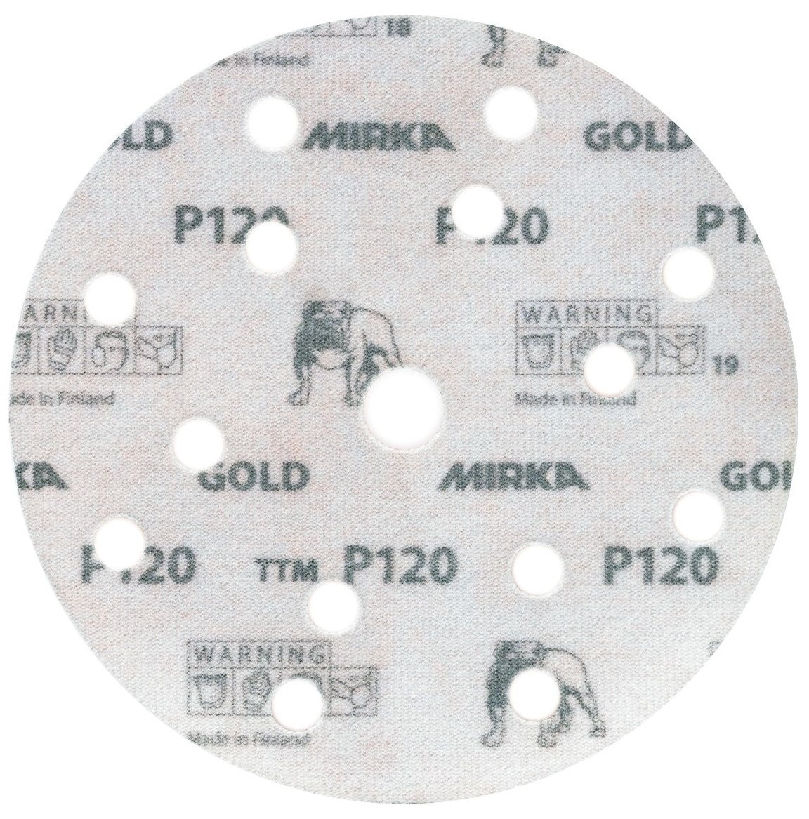 Mirka® Gold 23611F1040, Ø 150 mm, P40, 15-fach gelocht, Kletthaftend, Schleifscheibe mit Aluminiumkorn