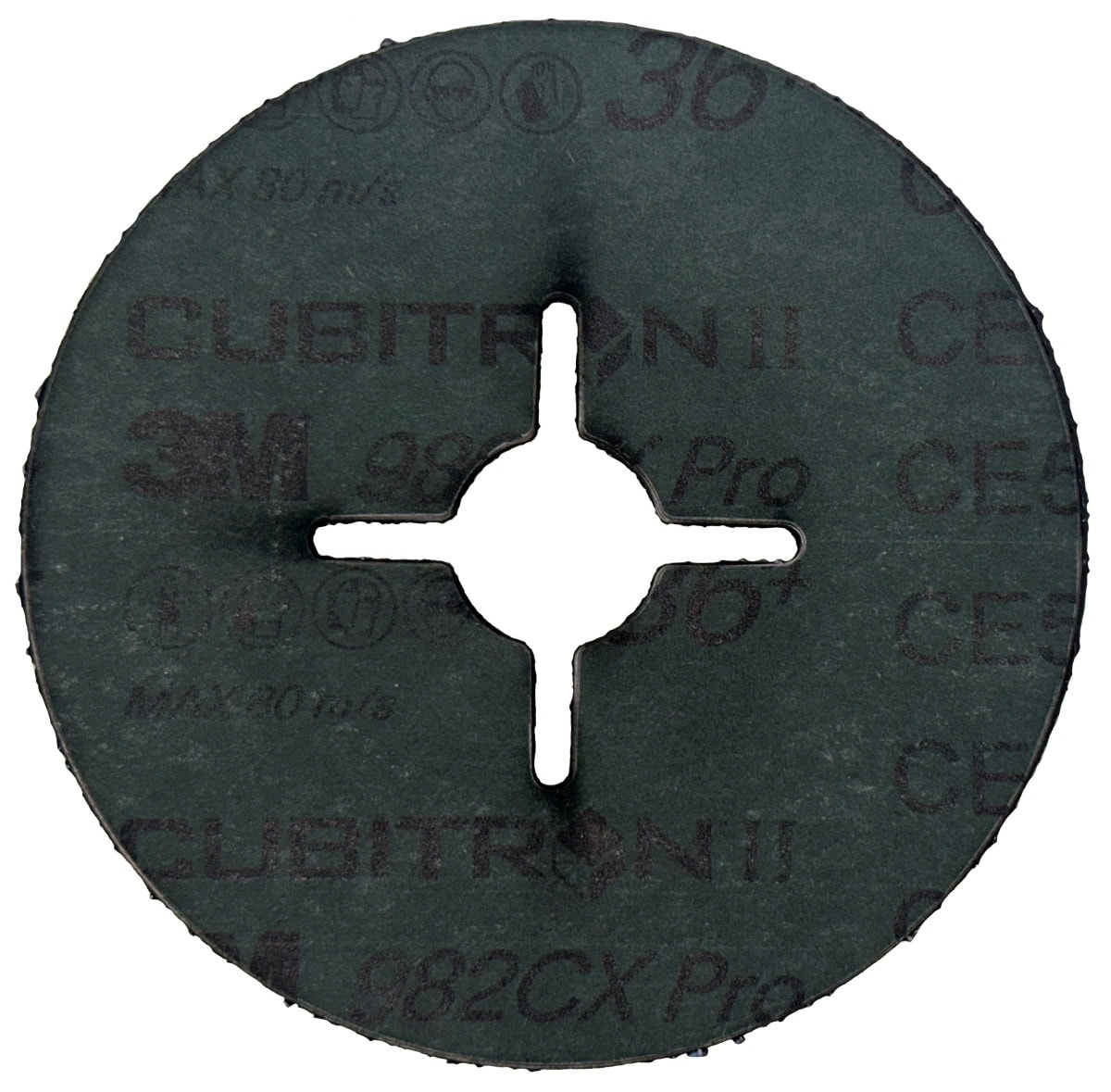 3M™ Cubitron™ II 982CX Pro 83322, Ø 125 mm x ø 22,23 mm, 36+, 12.000 U./Min., Fiberschleifscheibe mit Präzisions-Keramikkorn