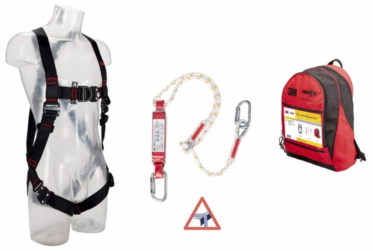 3M™ Protecta® Mobile Hubarbeitsbühnen Set 1150509, Größe M/L, Hubarbeitsbühnen Absturzsicherungssystem mit Auffanggurt, 2 m Verbindungsteil und Rucksack