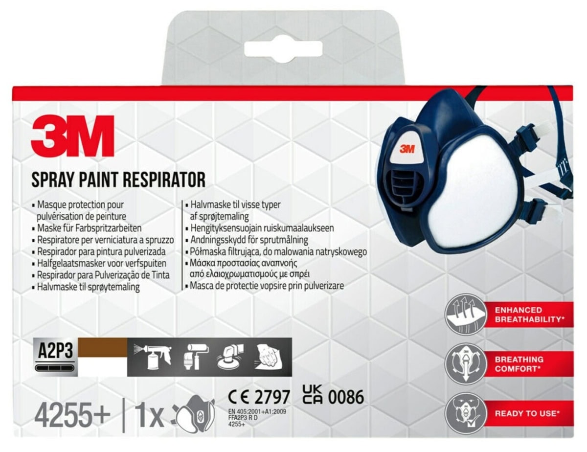 3M™ 4255+, Komplett Halbmaske 4255+, FFA2P3 R D, Wartungsfrei & Gebrauchsfertig, Einzelhandels Packung mit EAN Label