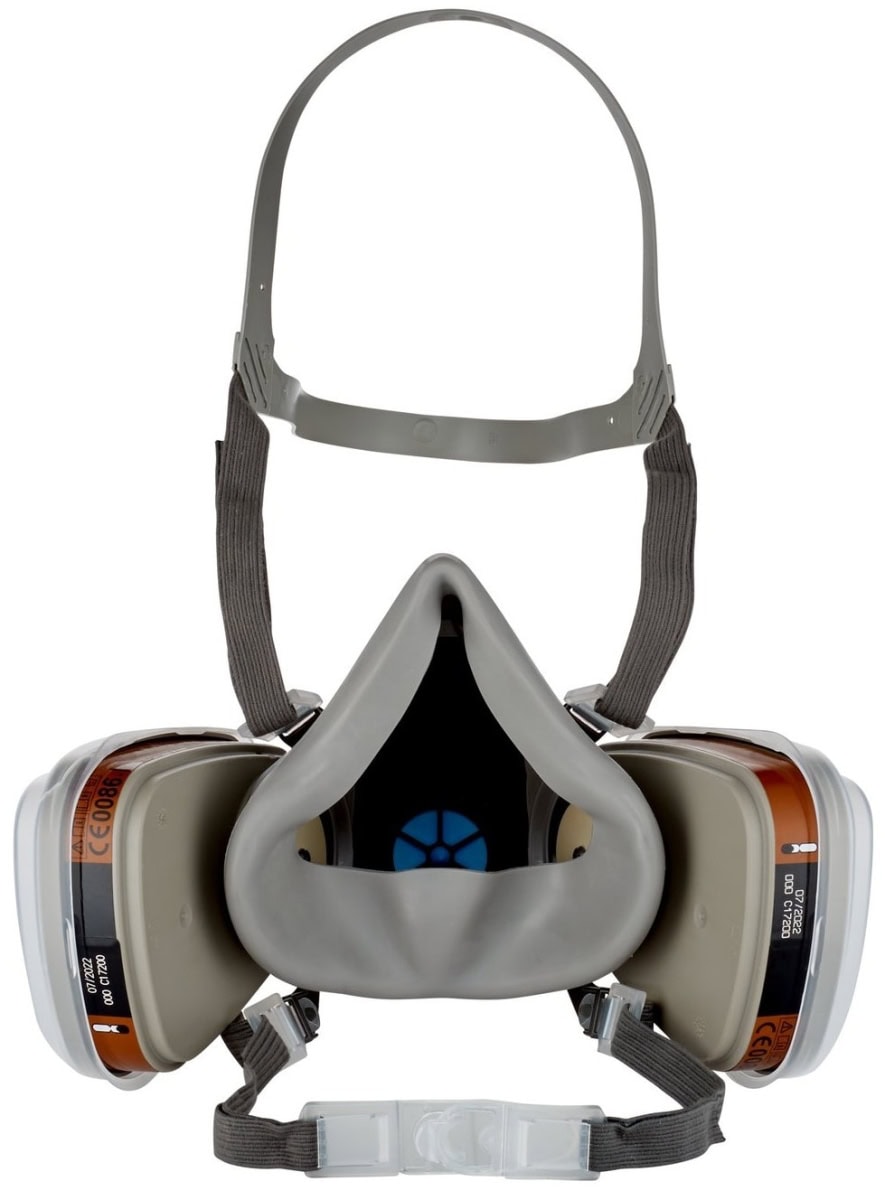 3M™ 6002C, Größe M, Atemschutzmaskenset 6002M mit A2P2 R Filterset, Bajonett-Klick Filteranschluss, Beliebt als Lackiermaske und Malermaske